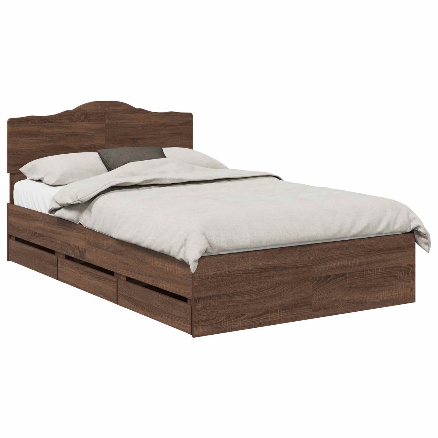 vidaXL Σκελετός Κρεβατιού Καφέ δρυς 135 x 190 cm Μηχανήματος Ξύλο