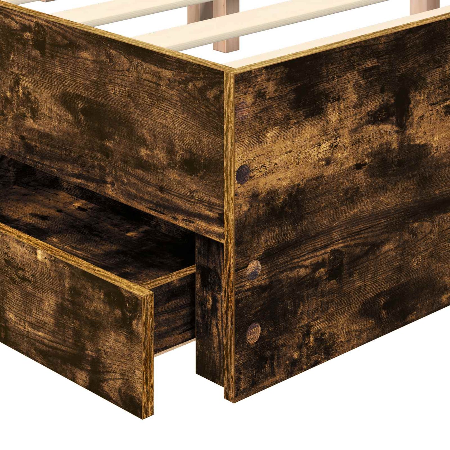 vidaXL Σκελετός Κρεβατιού Καπνιστό Δρύς 120 x 190 cm Μηχανήματος Ξύλο