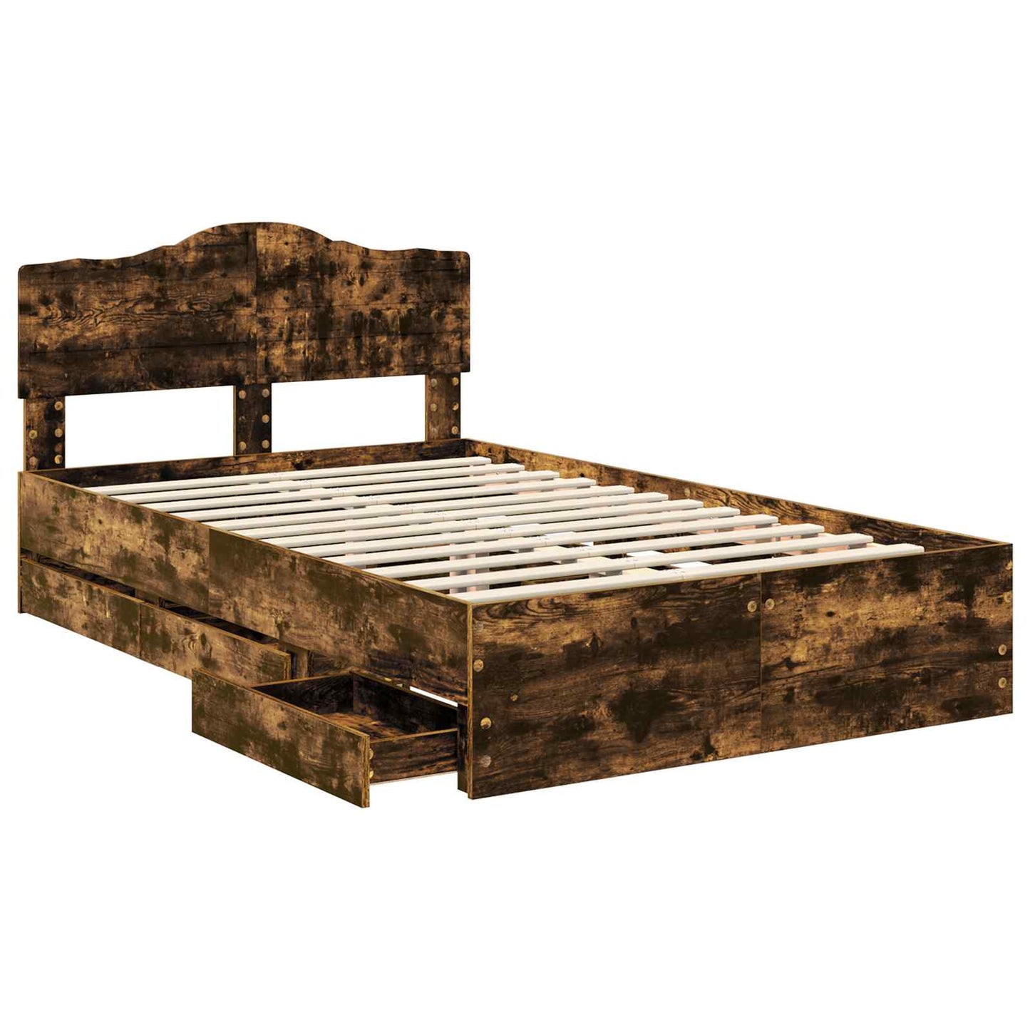 vidaXL Σκελετός Κρεβατιού Καπνιστό Δρύς 120 x 190 cm Μηχανήματος Ξύλο