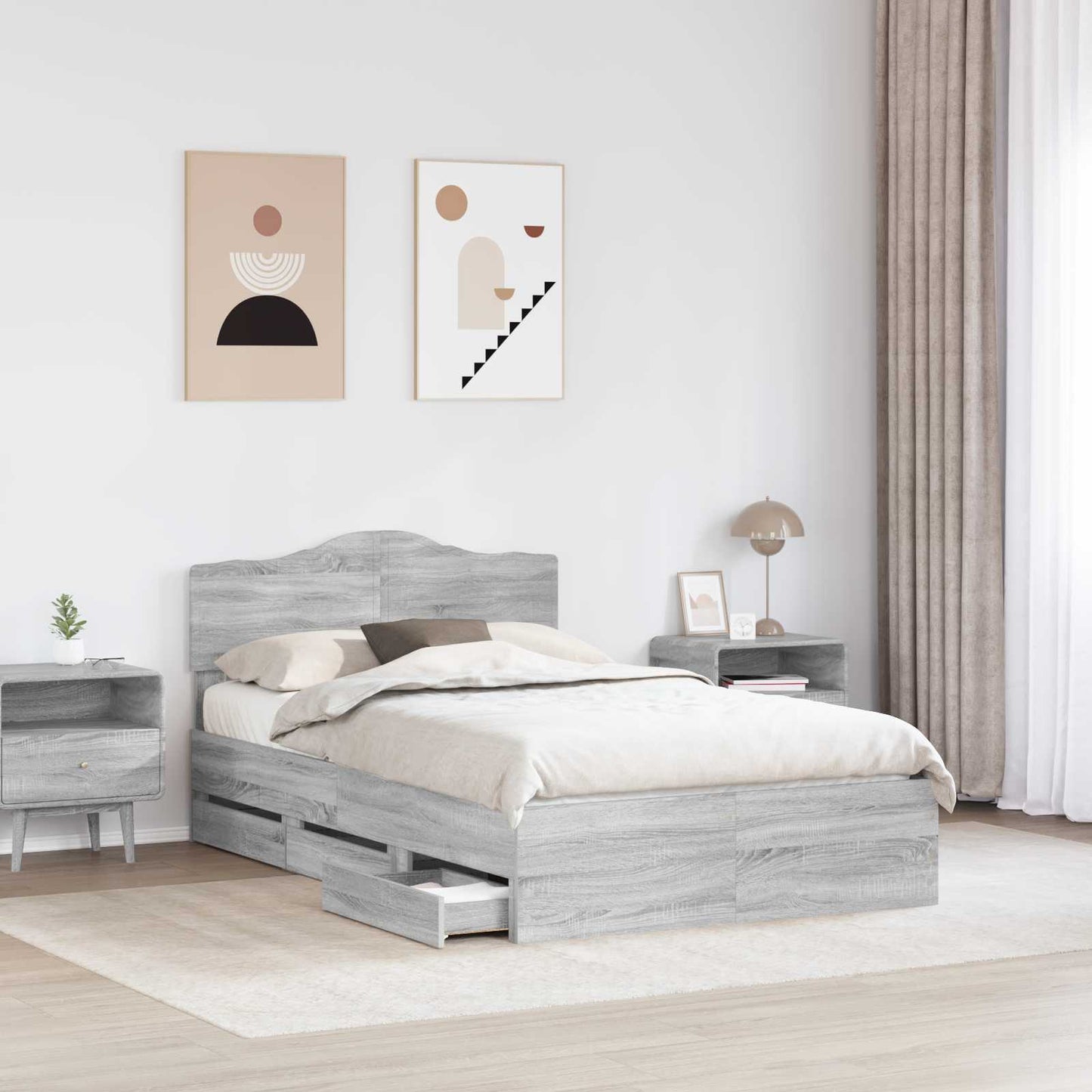 vidaXL Σκελετός Κρεβατιού Γκρίζο Σονομα 120 x 200 cm Μηχανήματος Ξύλο