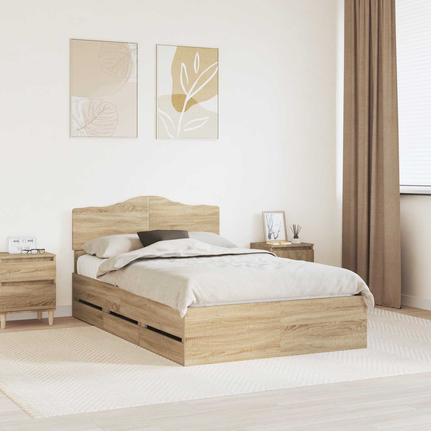 vidaXL Σκελετός Κρεβατιού Δρύς Sonoma 120 x 200 cm Μηχανήματος Ξύλο