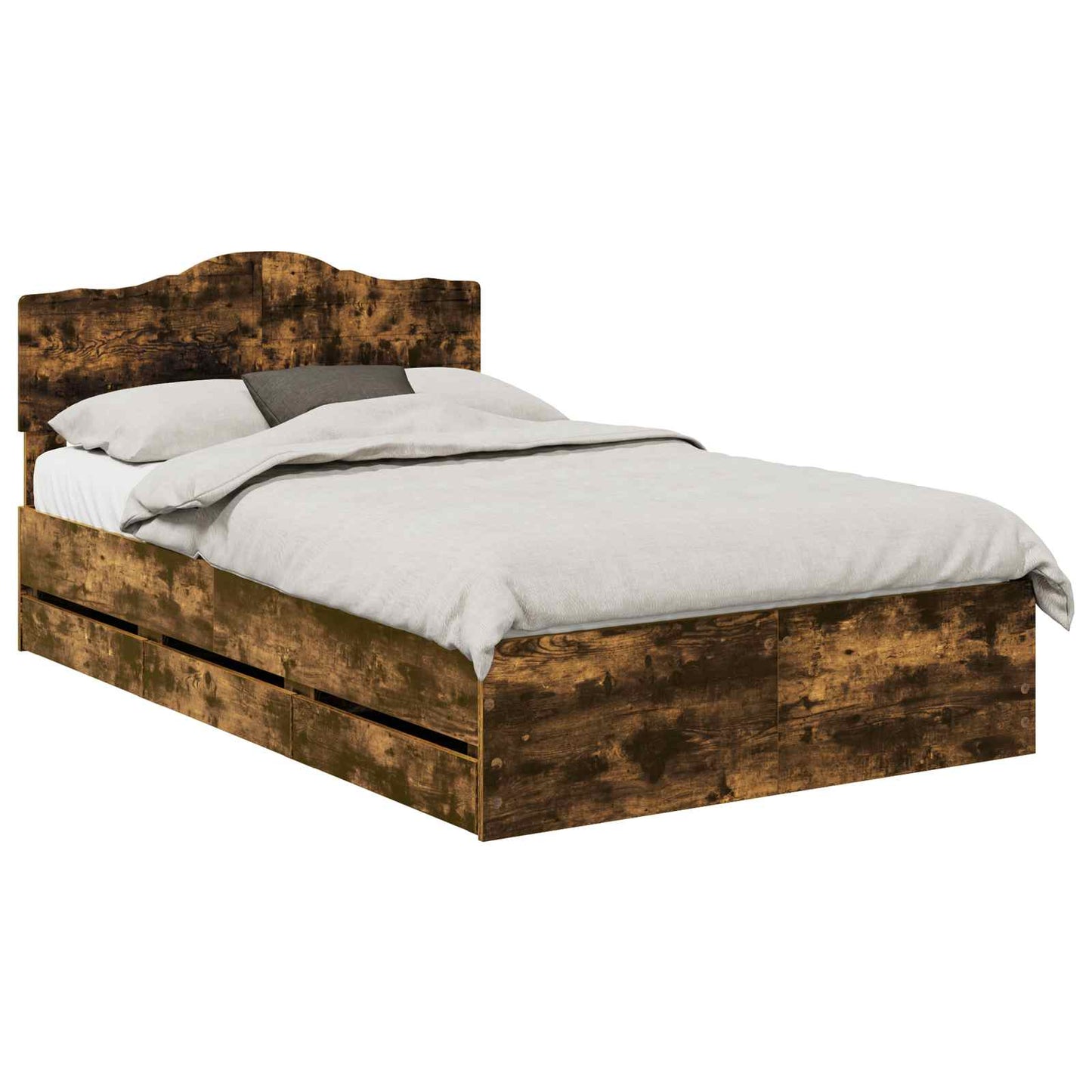 vidaXL Σκελετός Κρεβατιού Καπνιστό Δρύς 120 x 190 cm Μηχανήματος Ξύλο