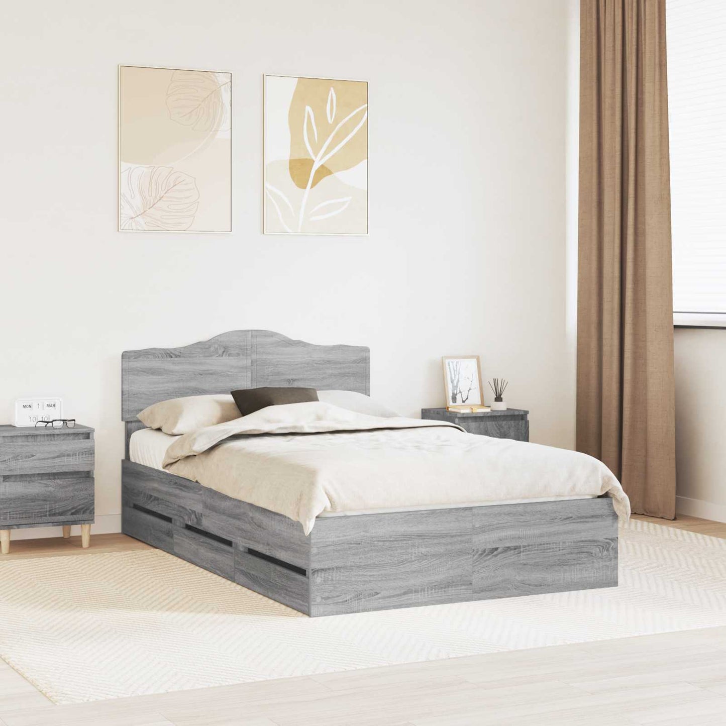 vidaXL Σκελετός Κρεβατιού Γκρίζο Σονομα 120 x 190 cm Μηχανήματος Ξύλο