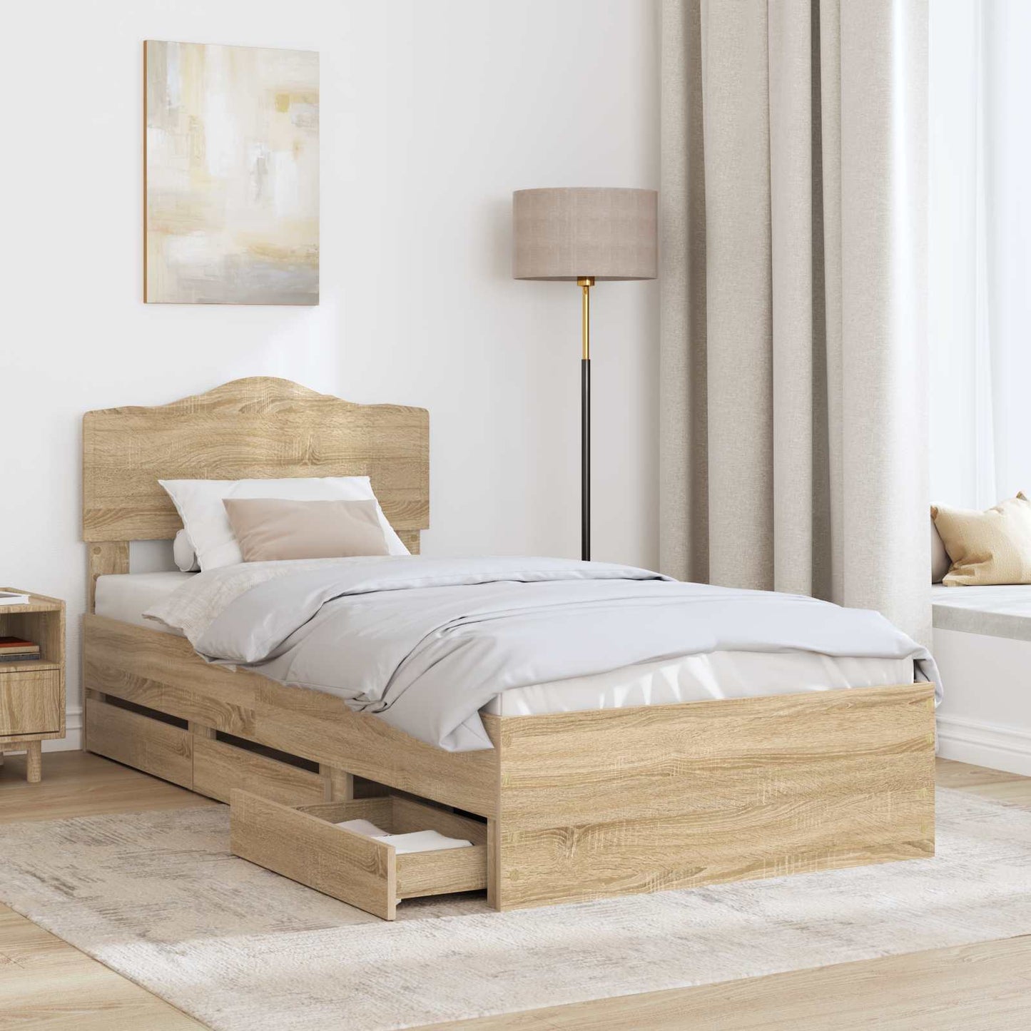 vidaXL Σκελετός Κρεβατιού Δρύς Sonoma 100 x 200 cm Μηχανήματος Ξύλο