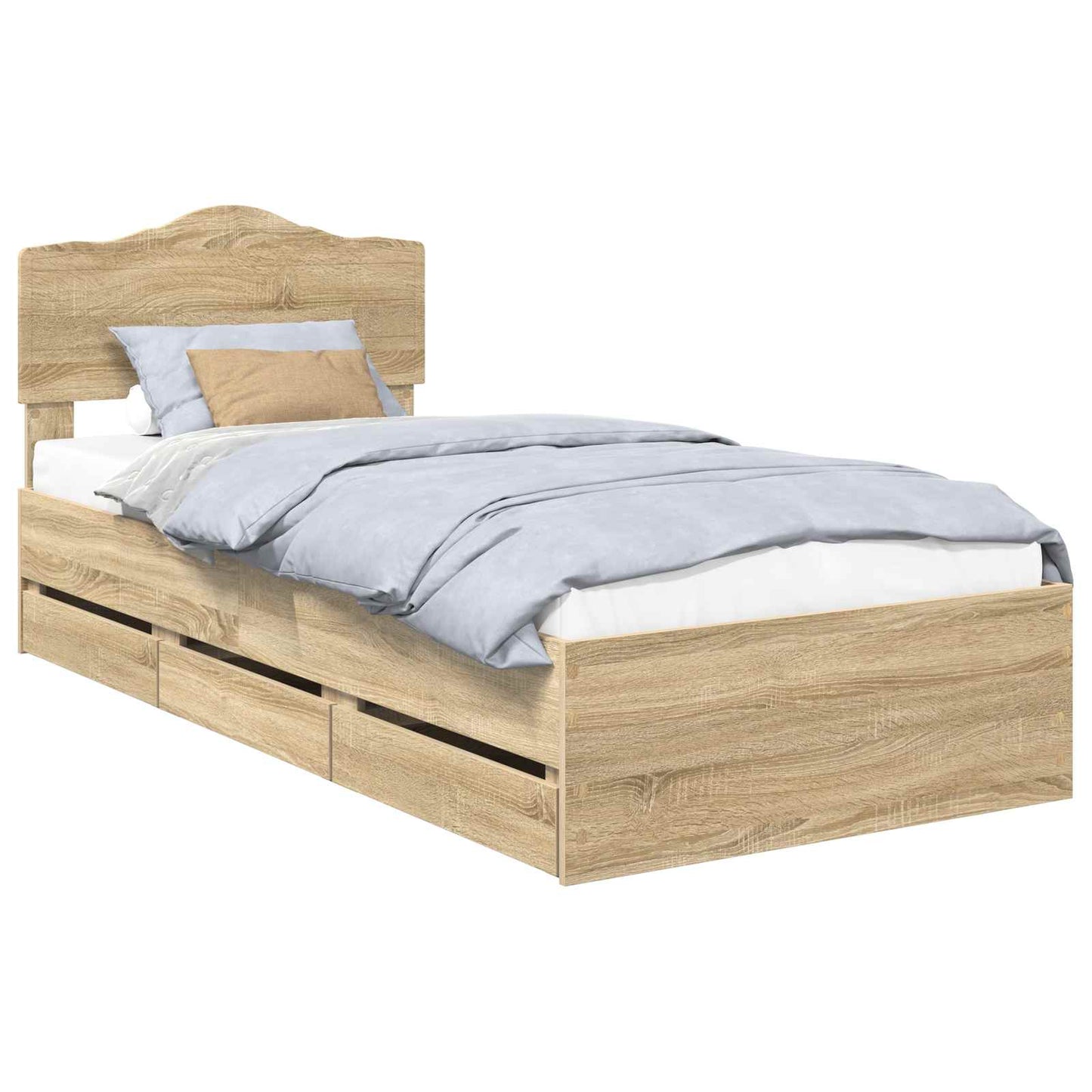 vidaXL Σκελετός Κρεβατιού Δρύς Sonoma 100 x 200 cm Μηχανήματος Ξύλο