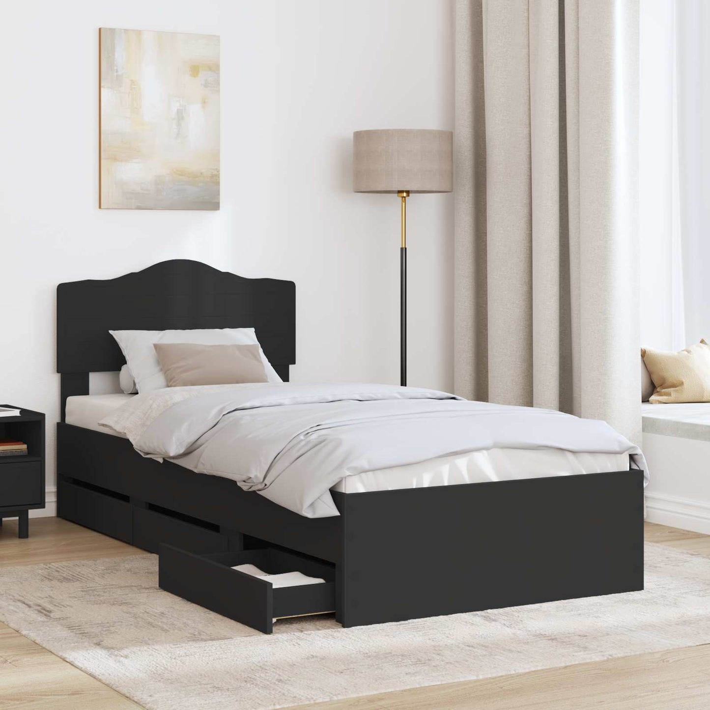 vidaXL Σκελετός Κρεβατιού Μαύρο 90 x 190 cm Μηχανήματος Ξύλο