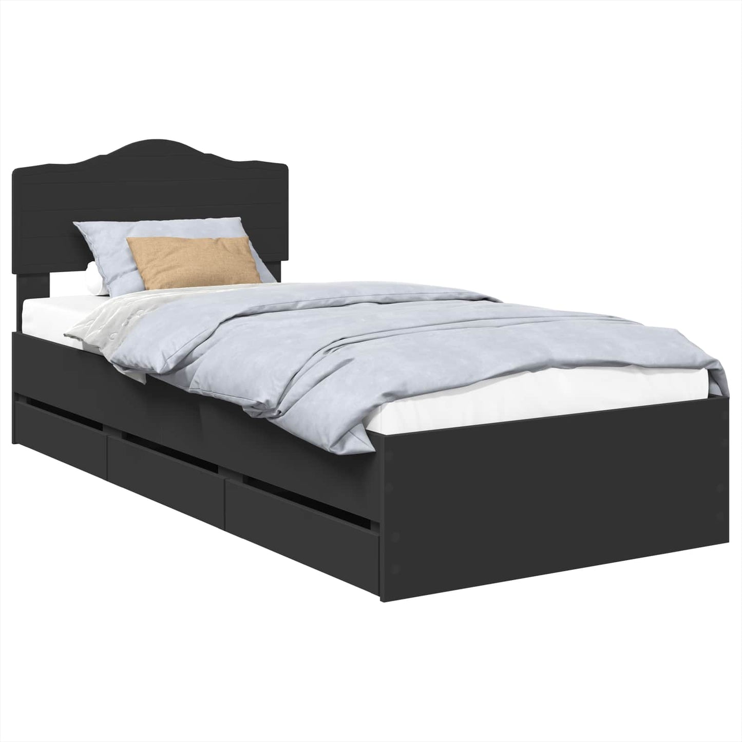 vidaXL Σκελετός Κρεβατιού Μαύρο 90 x 190 cm Μηχανήματος Ξύλο