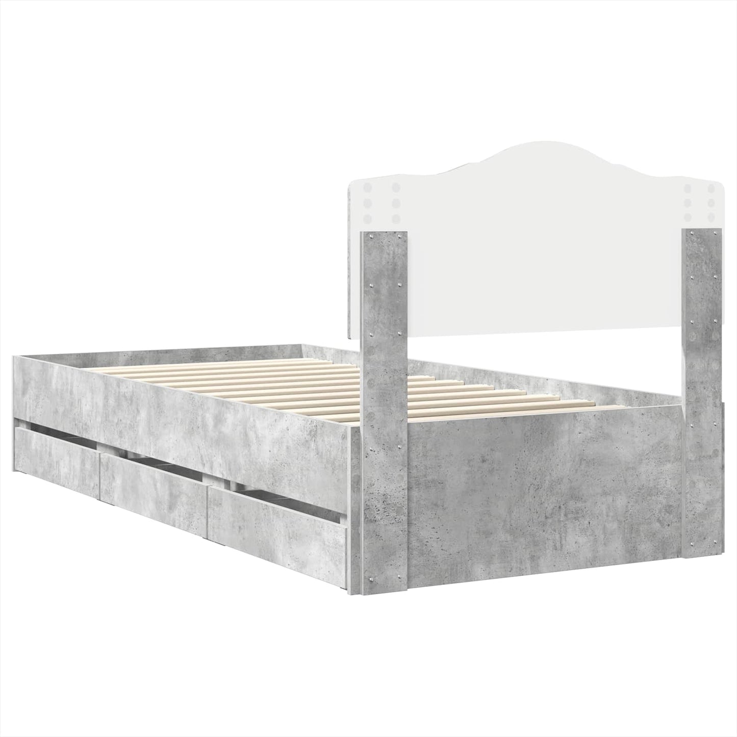 vidaXL Σκελετός Κρεβατιού Σκυρόδεμα Γκρι 90 x 190 cm Μηχανήματος Ξύλο