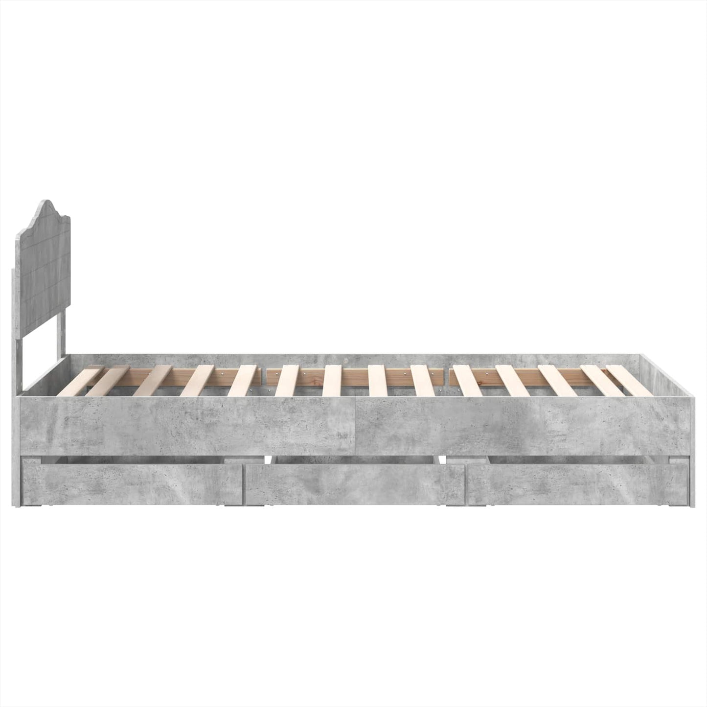 vidaXL Σκελετός Κρεβατιού Σκυρόδεμα Γκρι 90 x 190 cm Μηχανήματος Ξύλο