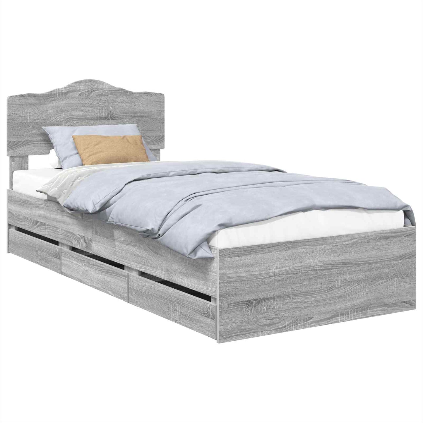 vidaXL Σκελετός Κρεβατιού Γκρίζο Σονομα 90 x 190 cm Μηχανήματος Ξύλο