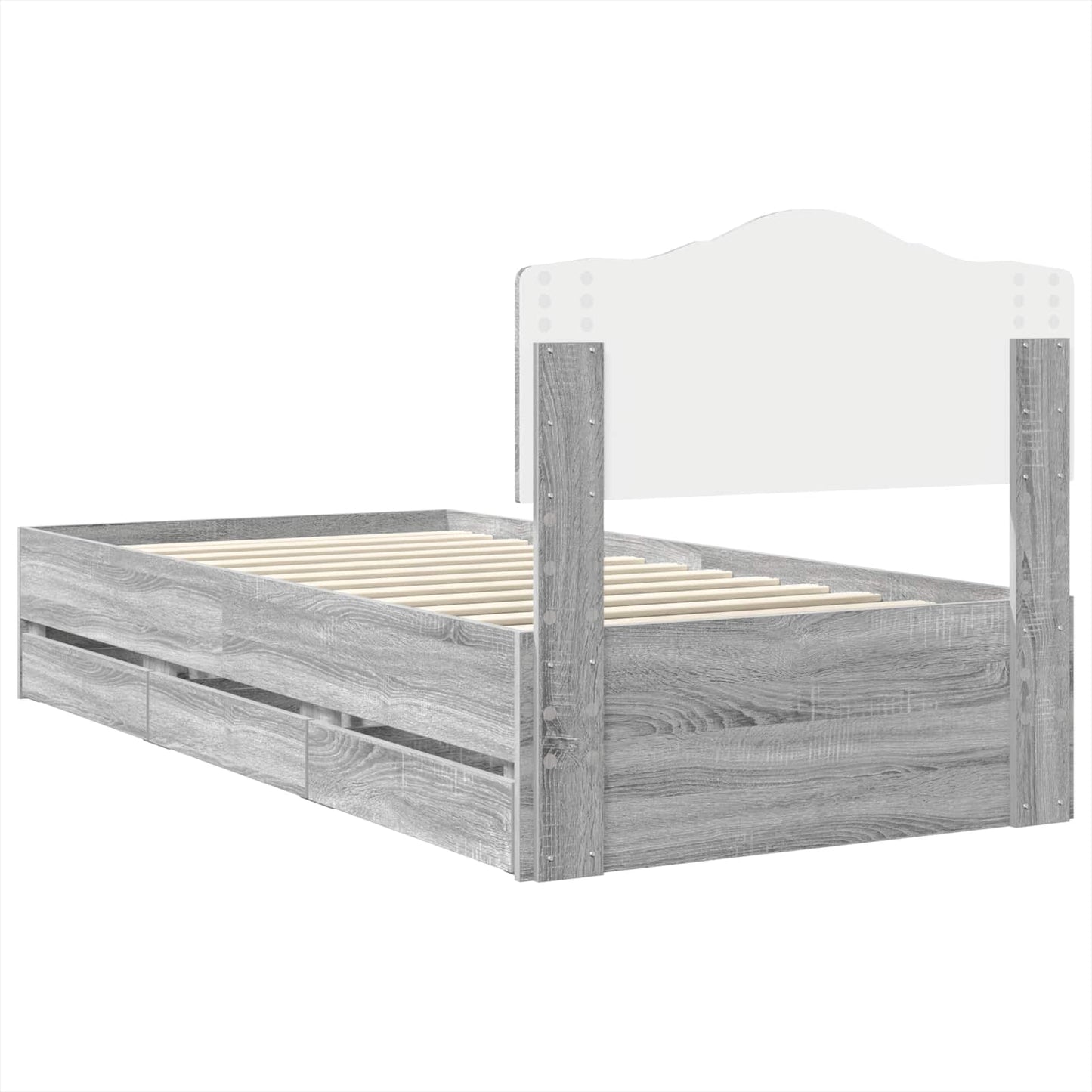 vidaXL Σκελετός Κρεβατιού Γκρίζο Σονομα 90 x 190 cm Μηχανήματος Ξύλο