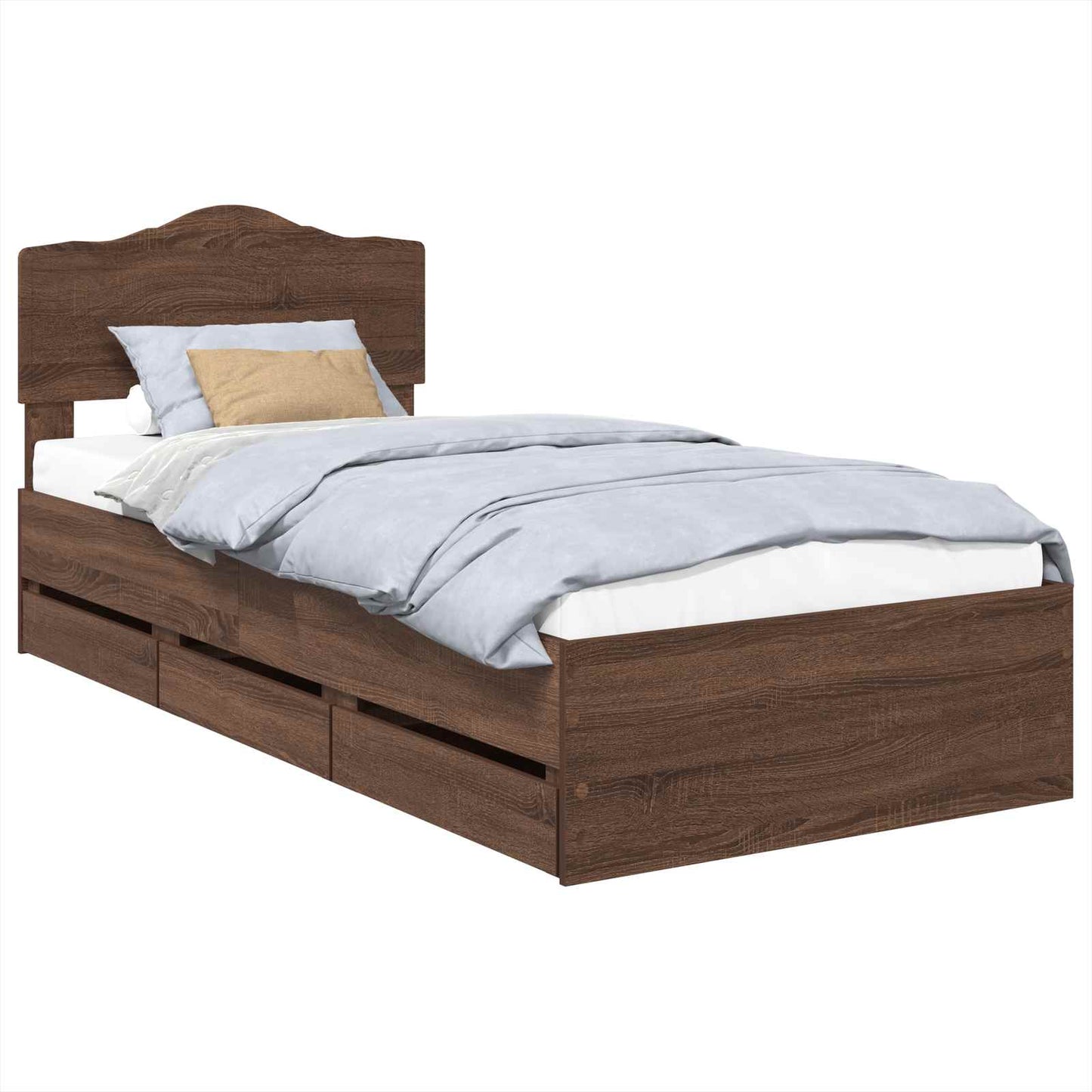 vidaXL Σκελετός Κρεβατιού Καφέ δρυς 90 x 190 cm Μηχανήματος Ξύλο