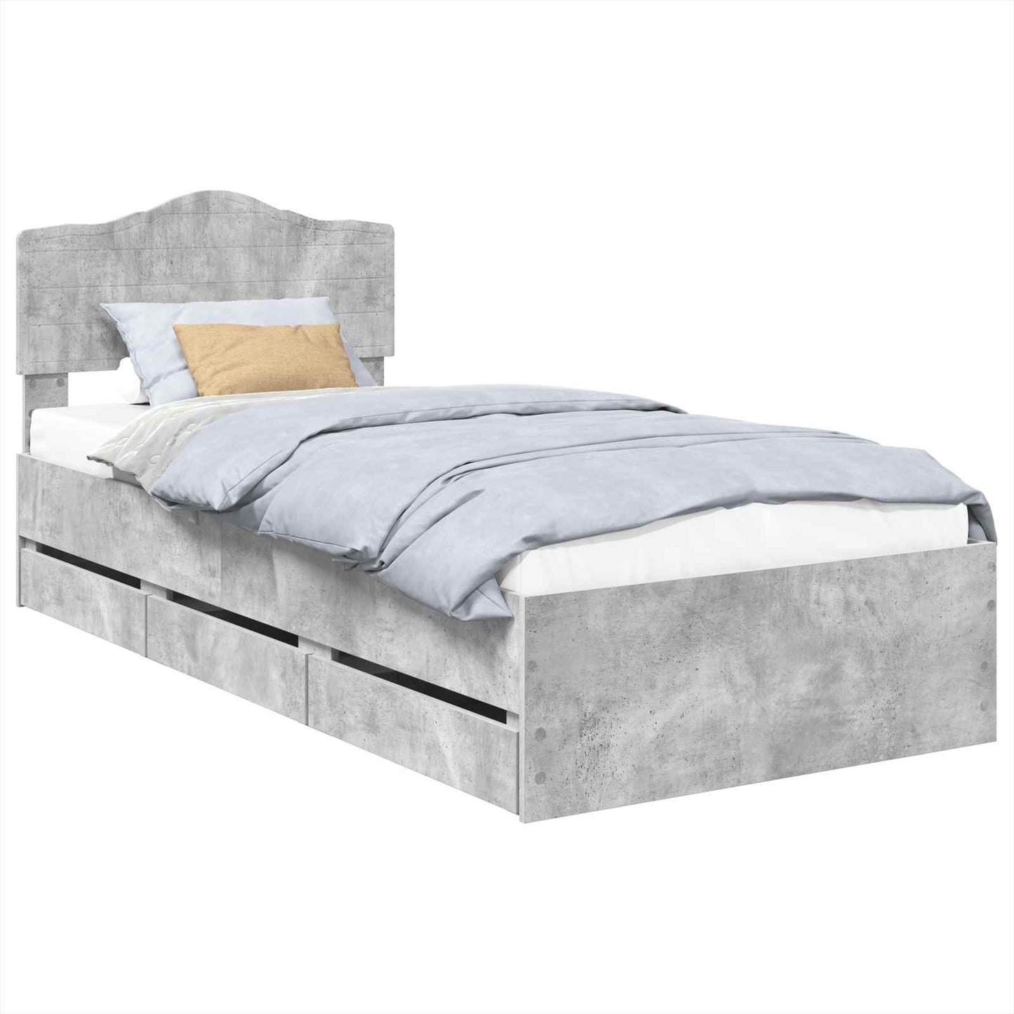 vidaXL Σκελετός Κρεβατιού Σκυρόδεμα Γκρι 75 x 190 cm Μηχανήματος Ξύλο