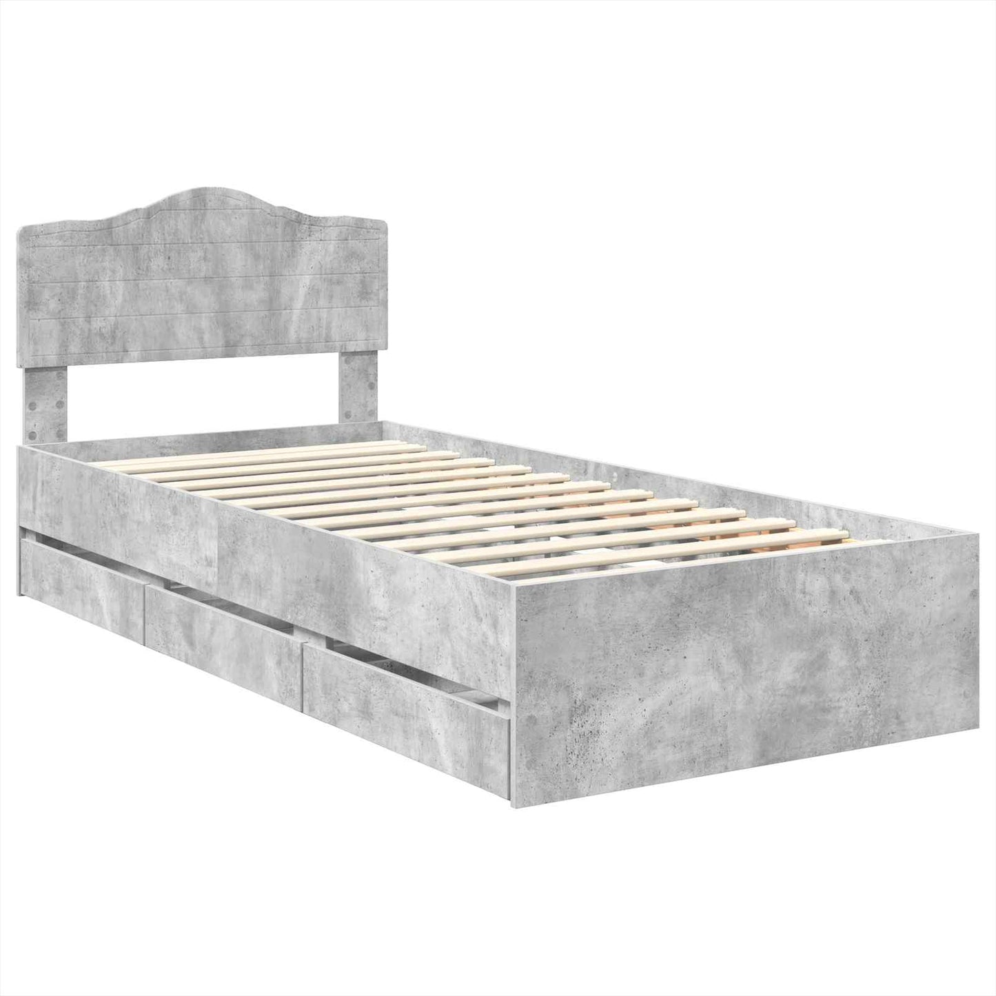 vidaXL Σκελετός Κρεβατιού Σκυρόδεμα Γκρι 75 x 190 cm Μηχανήματος Ξύλο