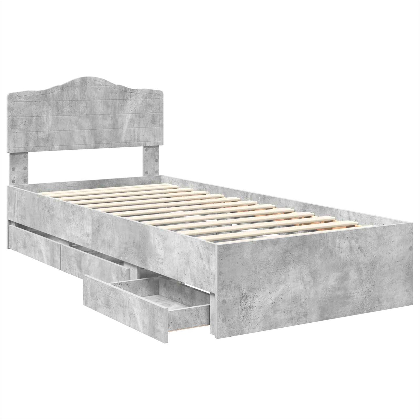 vidaXL Σκελετός Κρεβατιού Σκυρόδεμα Γκρι 75 x 190 cm Μηχανήματος Ξύλο