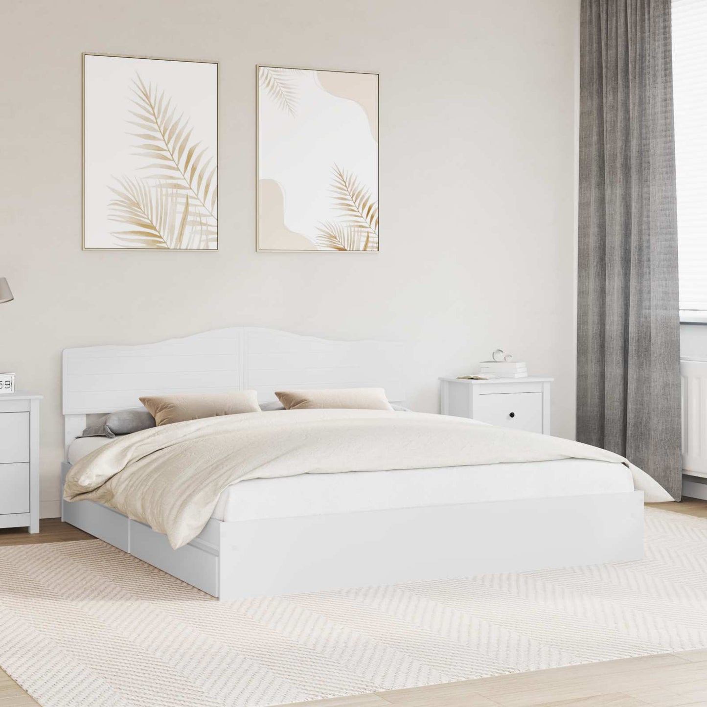vidaXL Κρεβάτι Αποθήκης Λευκό 180 x 200 cm Επεξεργασμένο ξύλο