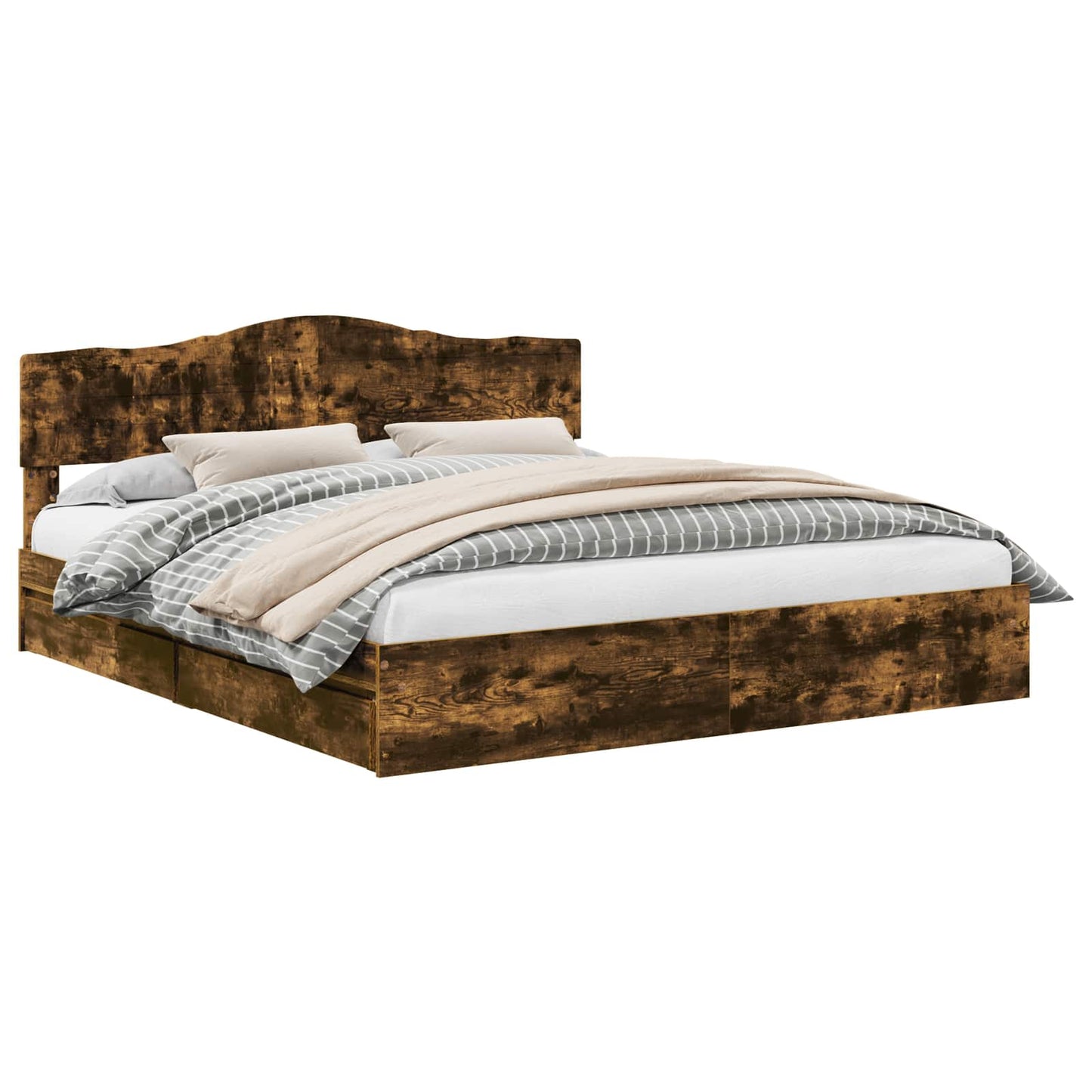 vidaXL Κρεβάτι Αποθήκης Καπνιστό Δρύς 180 x 200 cm Επεξεργασμένο Ξύλο