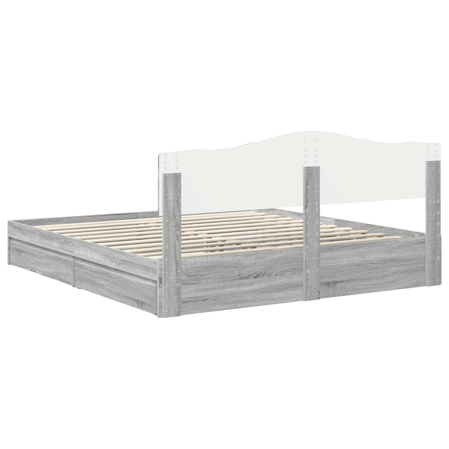 vidaXL Κρεβάτι Αποθήκης Γκρίζο Σονομα 180 x 200 cm Επεξεργασμένο ξύλο