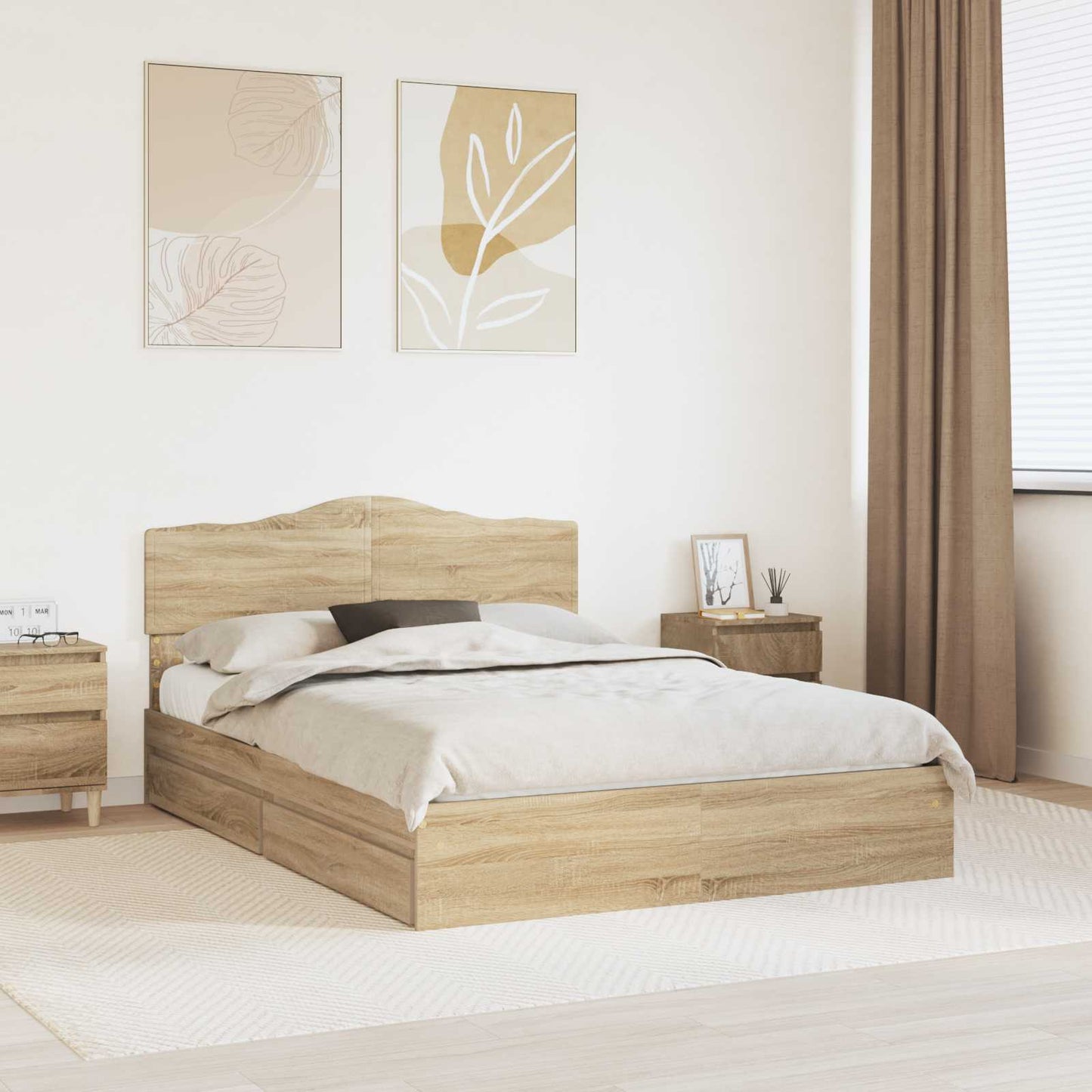 vidaXL Κρεβάτι Αποθήκης Δρύς Sonoma 160 x 200 cm Επεξεργασμένο ξύλο