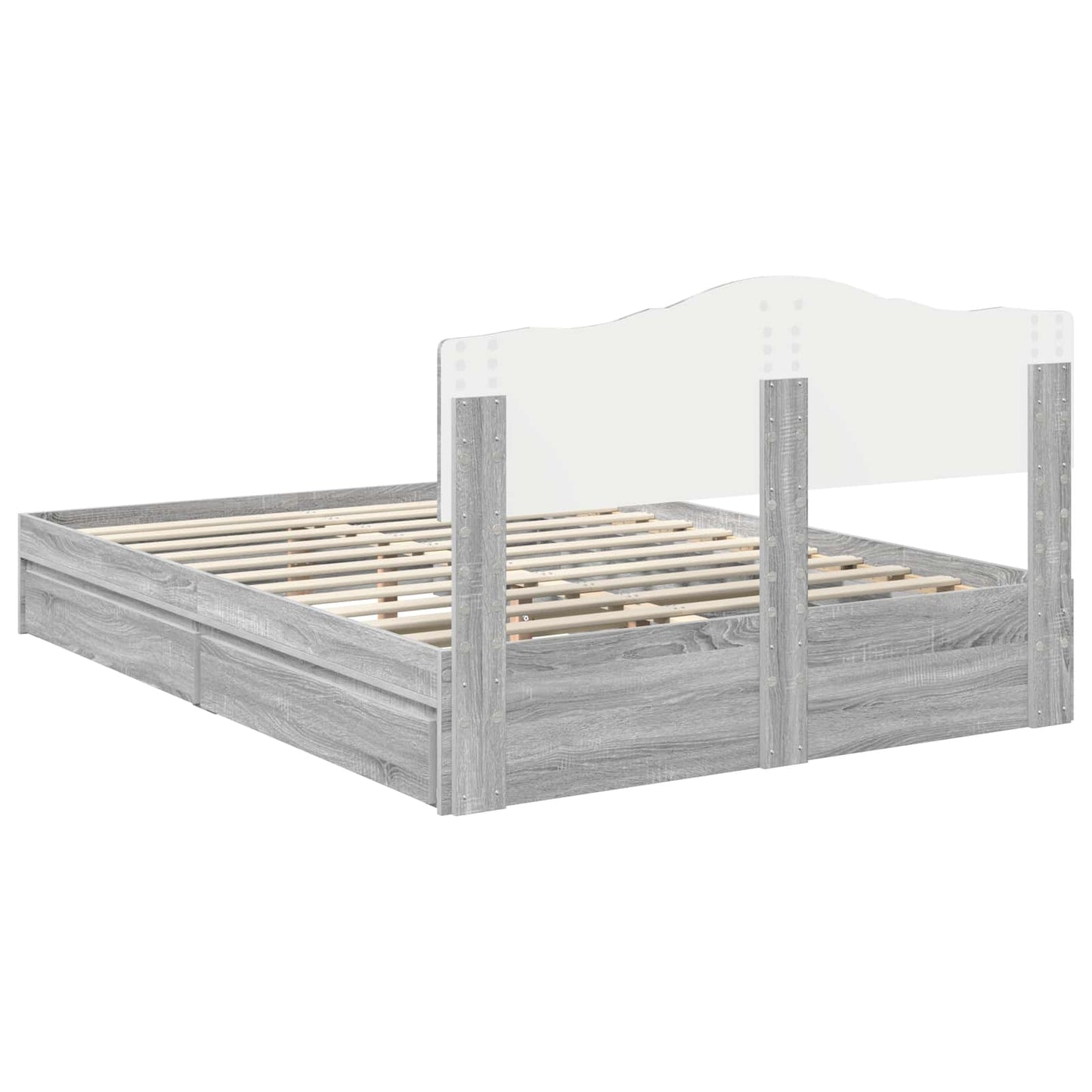 vidaXL Κρεβάτι Αποθήκης Γκρίζο Σονομα 160 x 200 cm Επεξεργασμένο ξύλο
