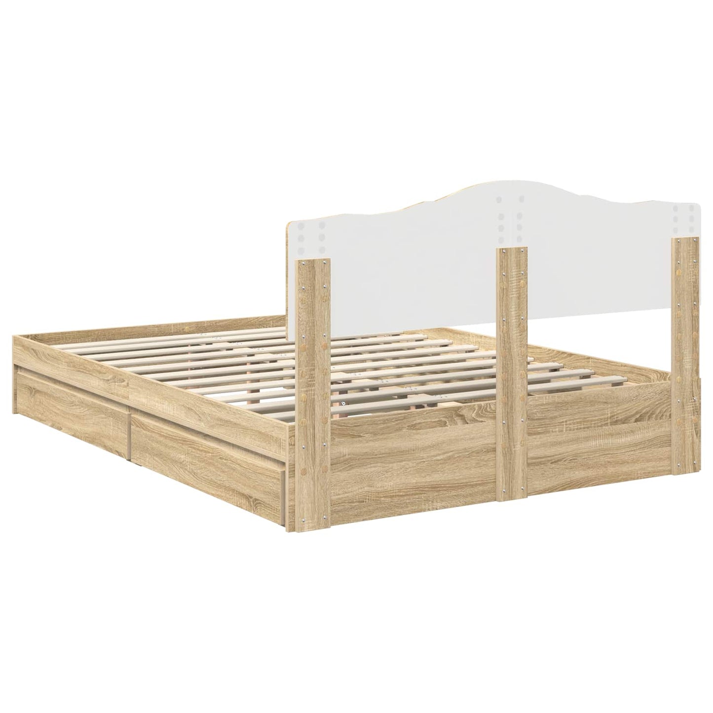 vidaXL Κρεβάτι Αποθήκης Δρύς Sonoma 150 x 200 cm Επεξεργασμένο ξύλο