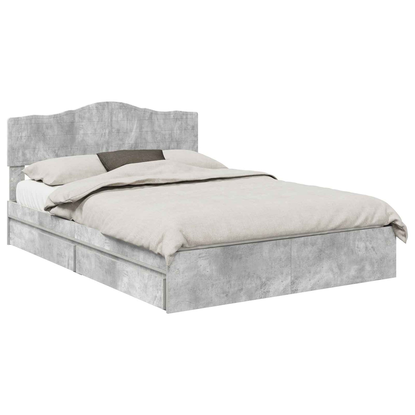 vidaXL Κρεβάτι Αποθήκης Σκυρόδεμα Γκρι 150 x 200 cm Επεξεργασμένο ξύλο
