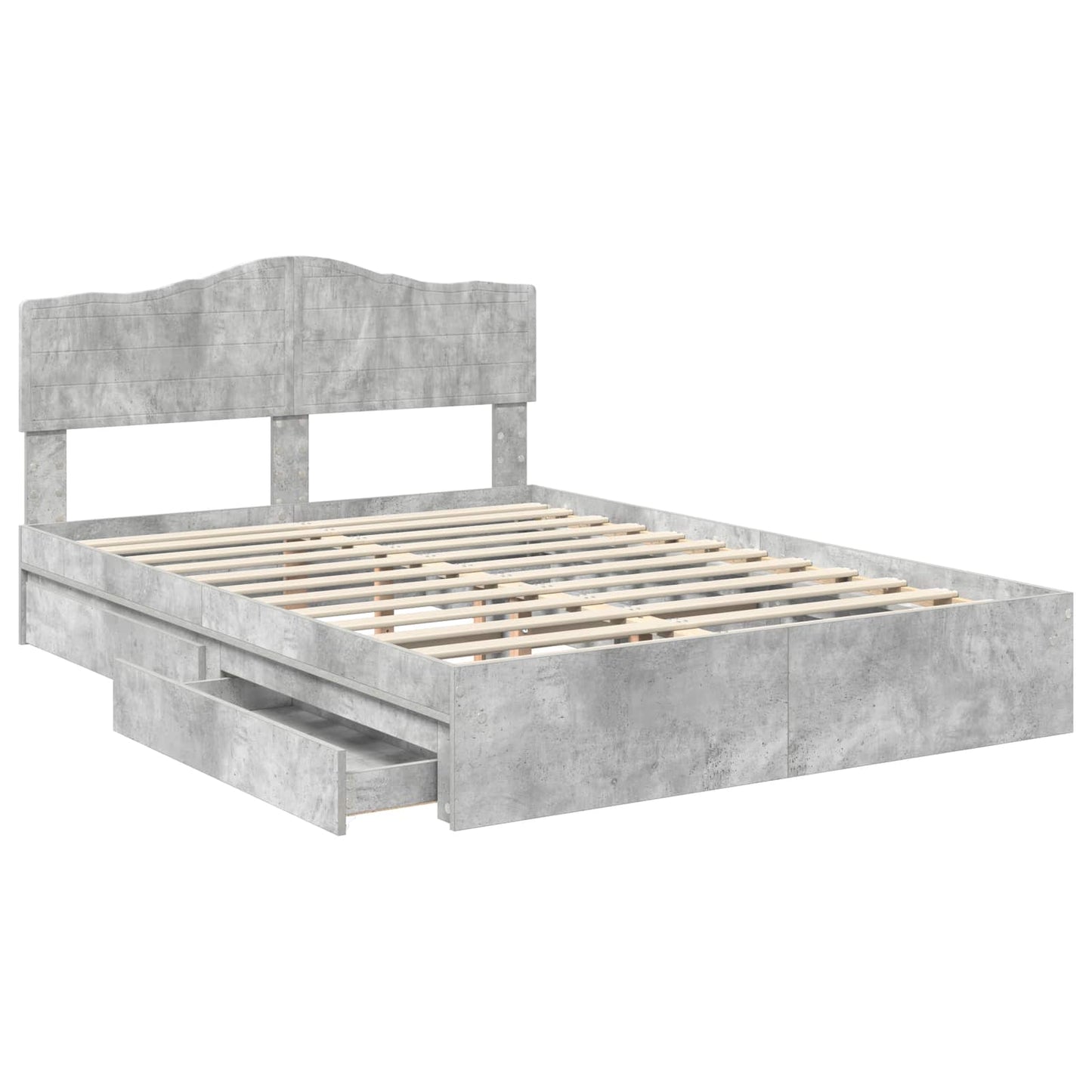 vidaXL Κρεβάτι Αποθήκης Σκυρόδεμα Γκρι 150 x 200 cm Επεξεργασμένο ξύλο