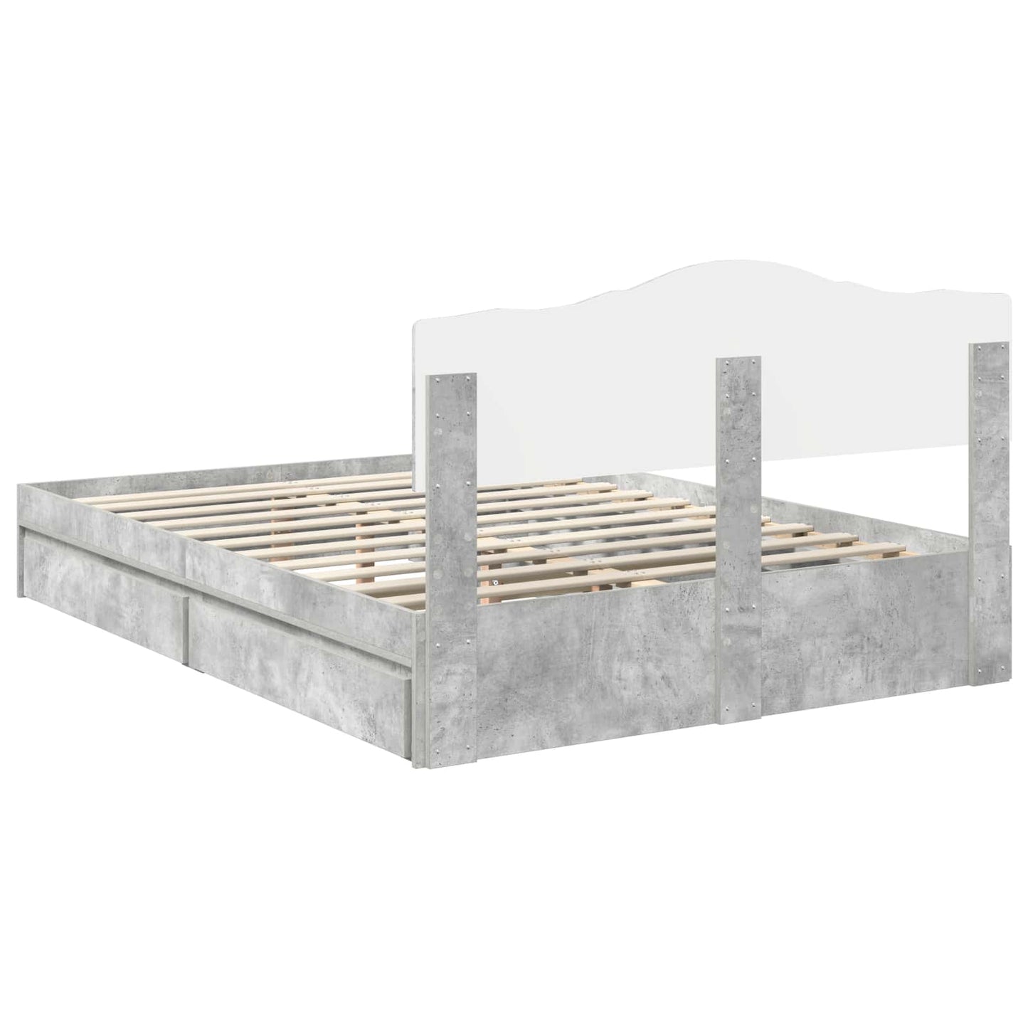 vidaXL Κρεβάτι Αποθήκης Σκυρόδεμα Γκρι 150 x 200 cm Επεξεργασμένο ξύλο