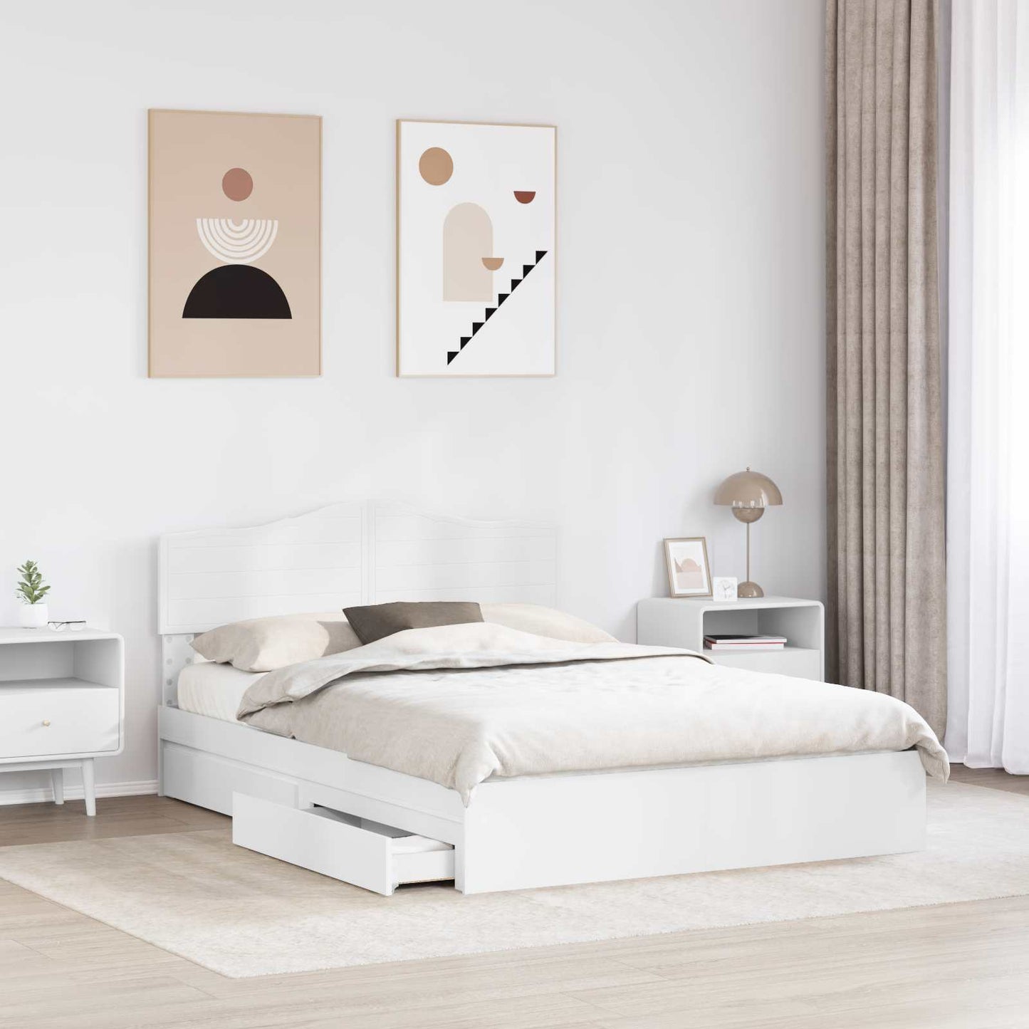 vidaXL Κρεβάτι Αποθήκης Λευκό 140 x 200 cm Επεξεργασμένο ξύλο
