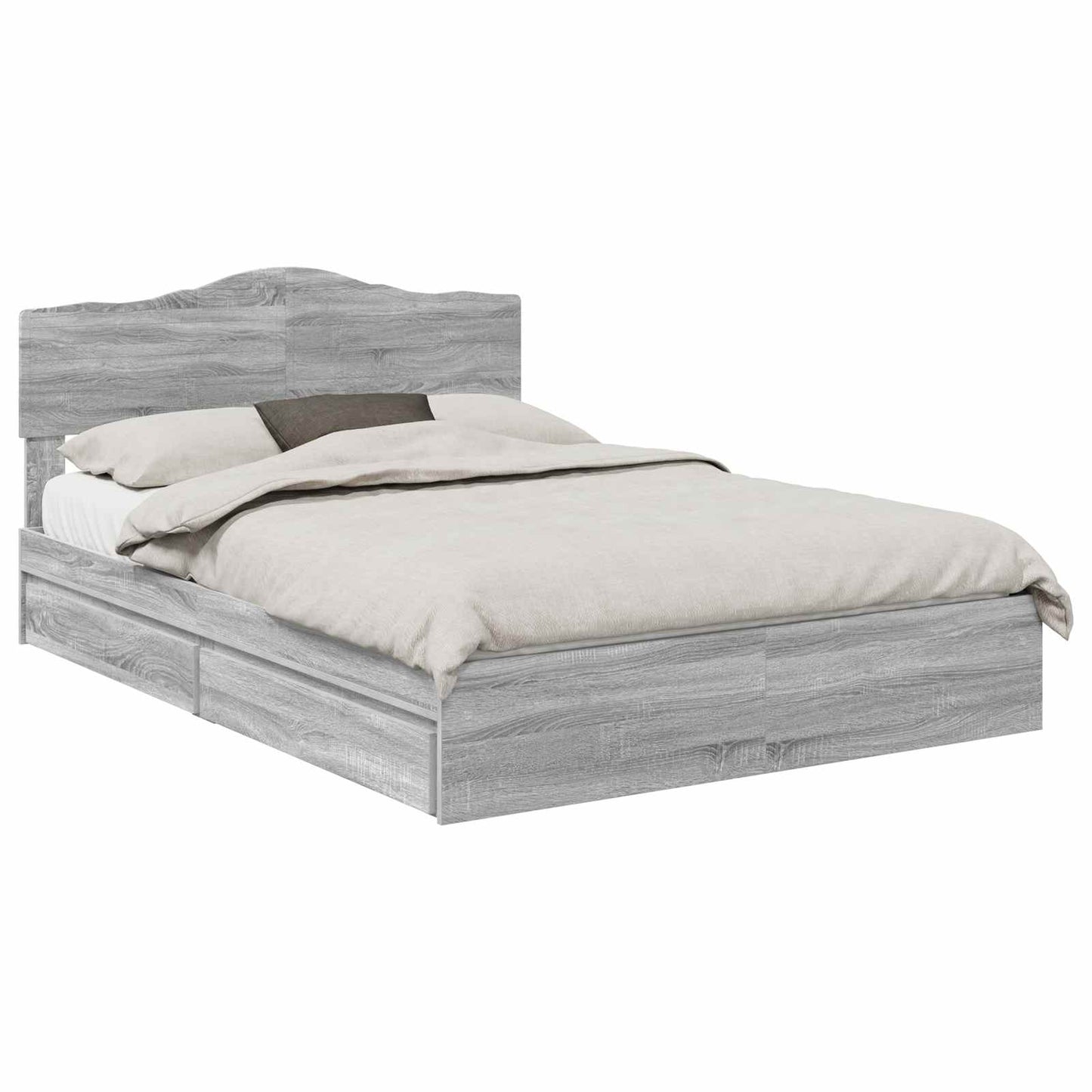 vidaXL Κρεβάτι Αποθήκης Γκρίζο Σονομα 140 x 200 cm Επεξεργασμένο ξύλο