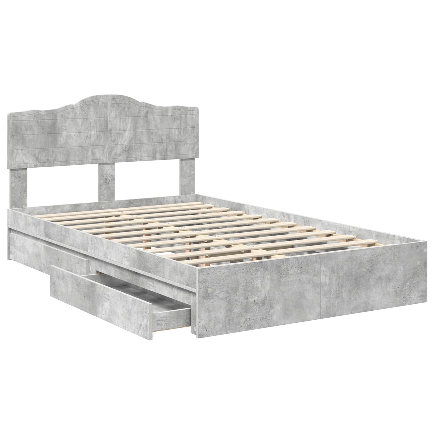 vidaXL Κρεβάτι Αποθήκης Σκυρόδεμα Γκρι 135 x 190 cm Επεξεργασμένο ξύλο