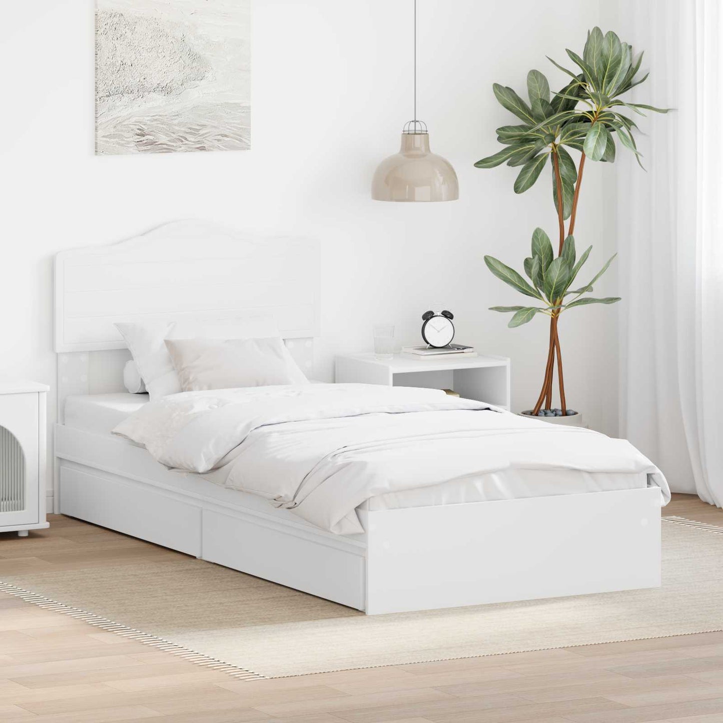 vidaXL Κρεβάτι Αποθήκης Λευκό 90 x 200 cm Επεξεργασμένο ξύλο