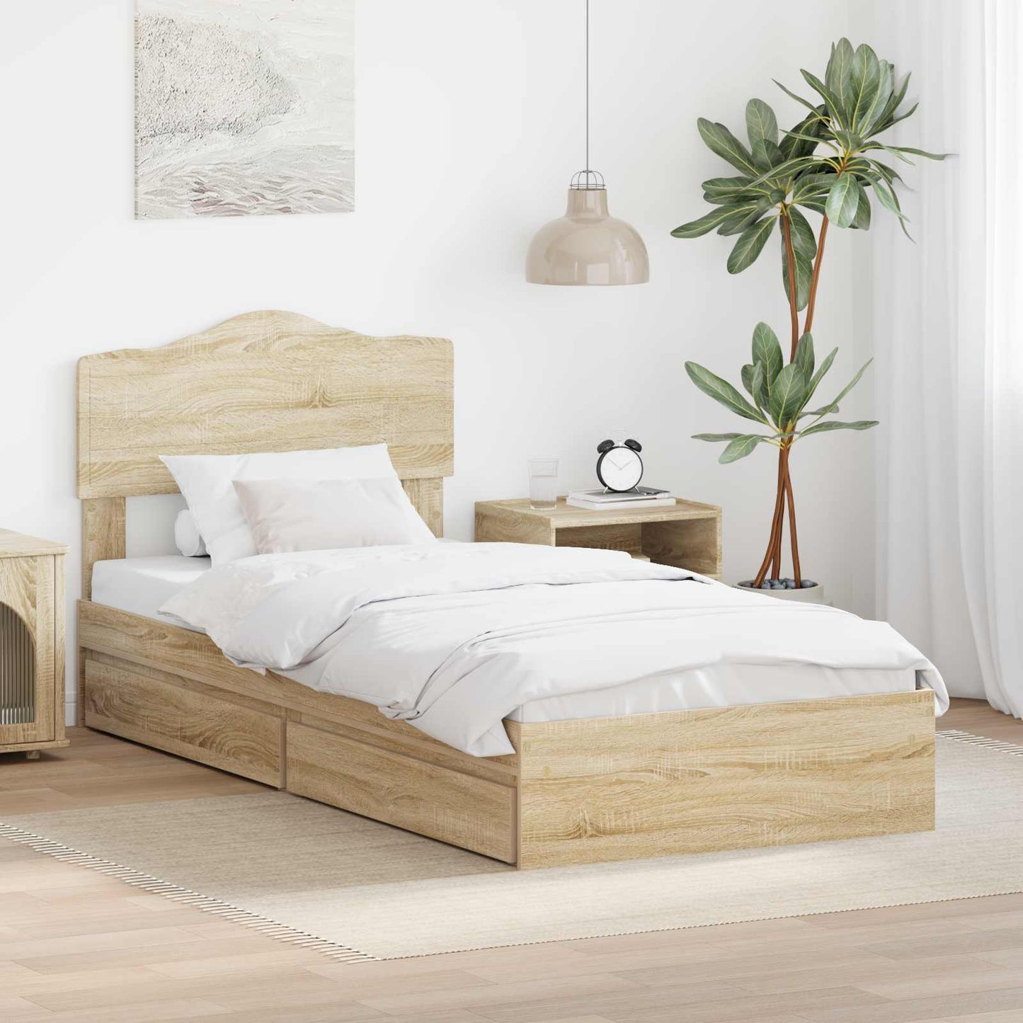 vidaXL Κρεβάτι Αποθήκης Δρύς Sonoma 90 x 200 cm Επεξεργασμένο ξύλο
