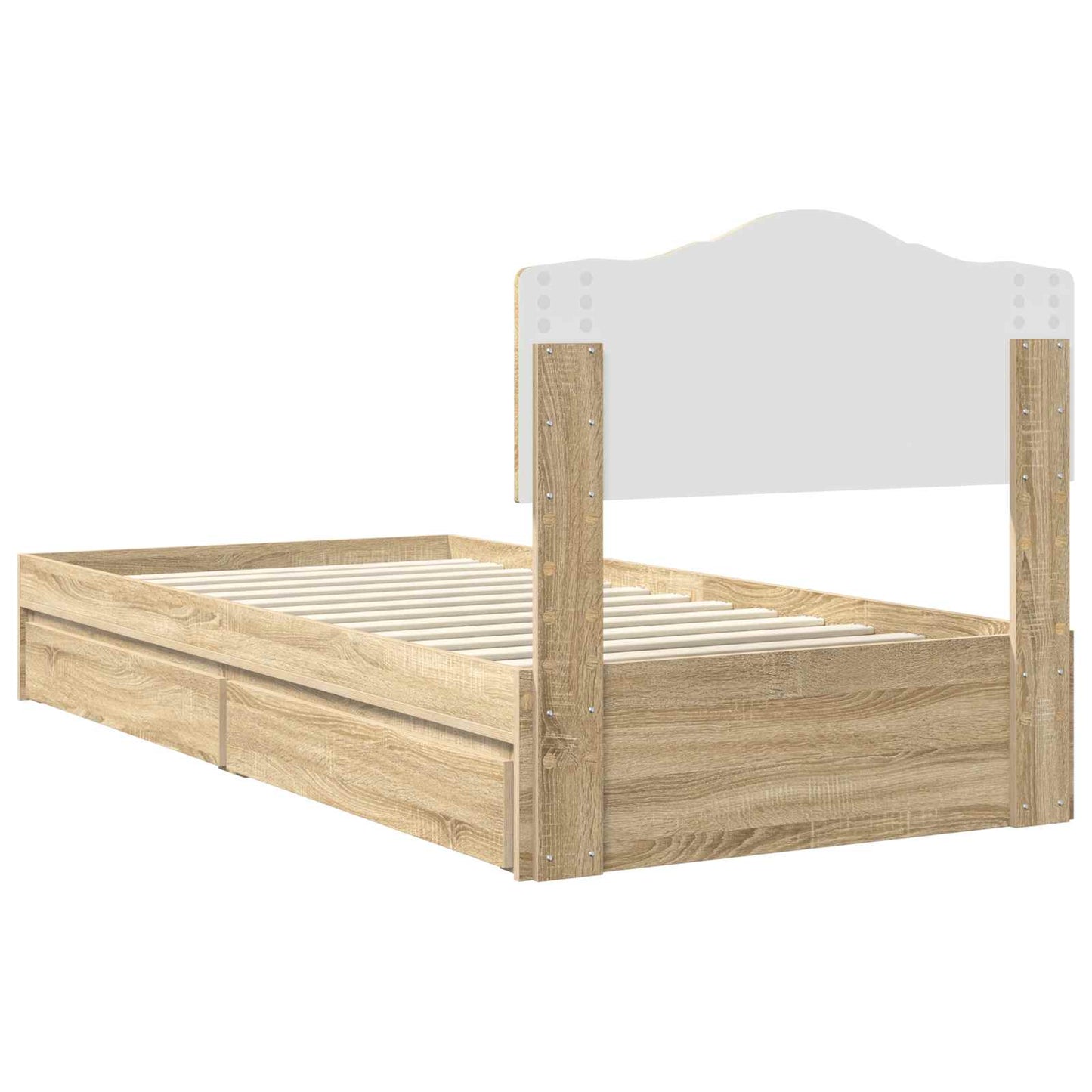 vidaXL Κρεβάτι Αποθήκης Δρύς Sonoma 90 x 200 cm Επεξεργασμένο ξύλο