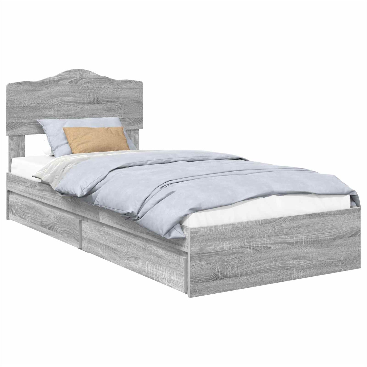 vidaXL Κρεβάτι Αποθήκης Γκρίζο Σονομα 90 x 200 cm Επεξεργασμένο ξύλο