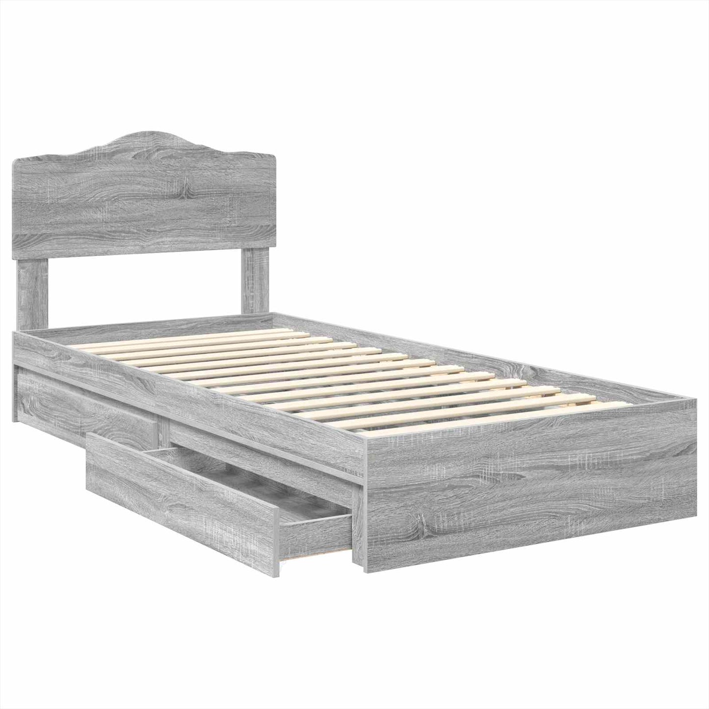 vidaXL Κρεβάτι Αποθήκης Γκρίζο Σονομα 90 x 200 cm Επεξεργασμένο ξύλο