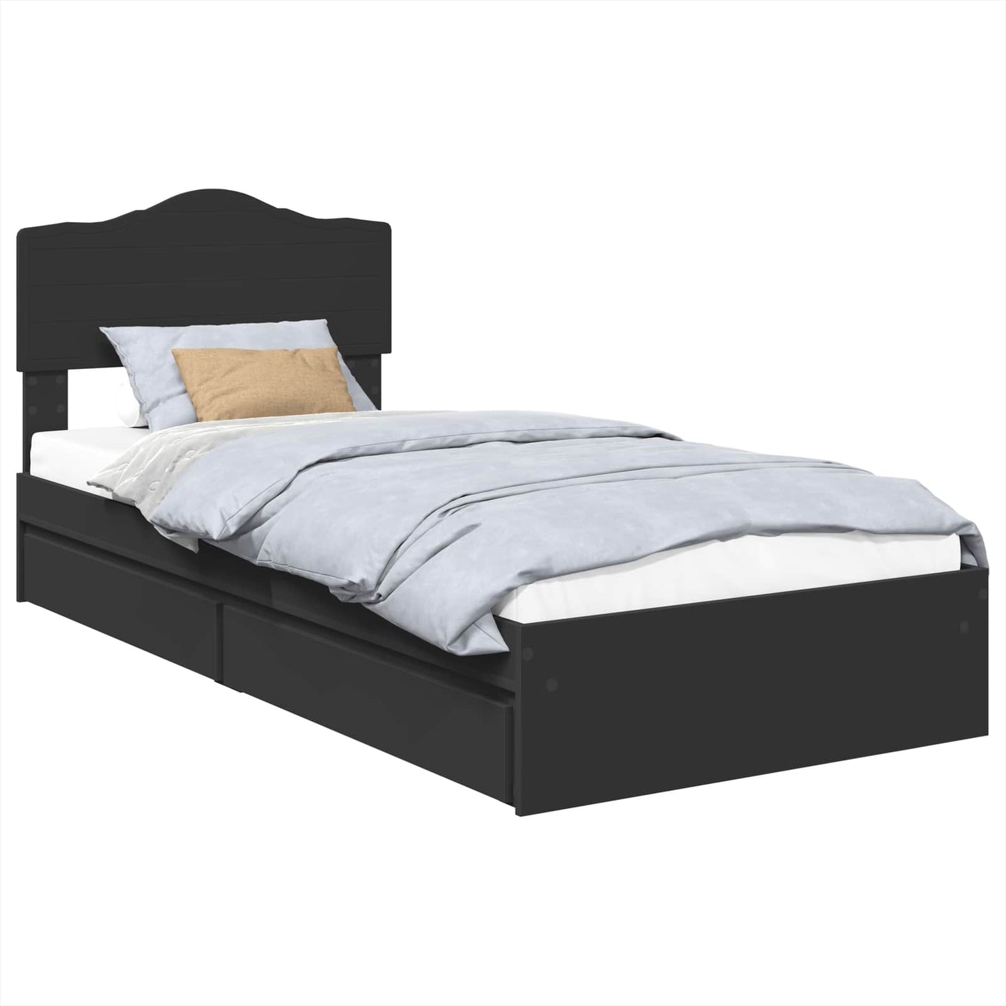 vidaXL Κρεβάτι Αποθήκης Μαύρο 90 x 190 cm Επεξεργασμένο ξύλο