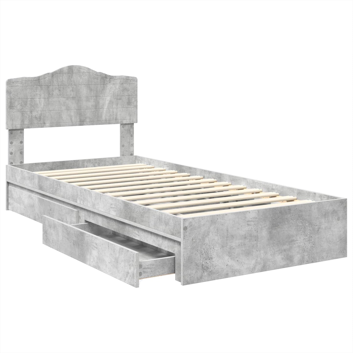 vidaXL Κρεβάτι Αποθήκης Σκυρόδεμα Γκρι 90 x 190 cm Επεξεργασμένο ξύλο