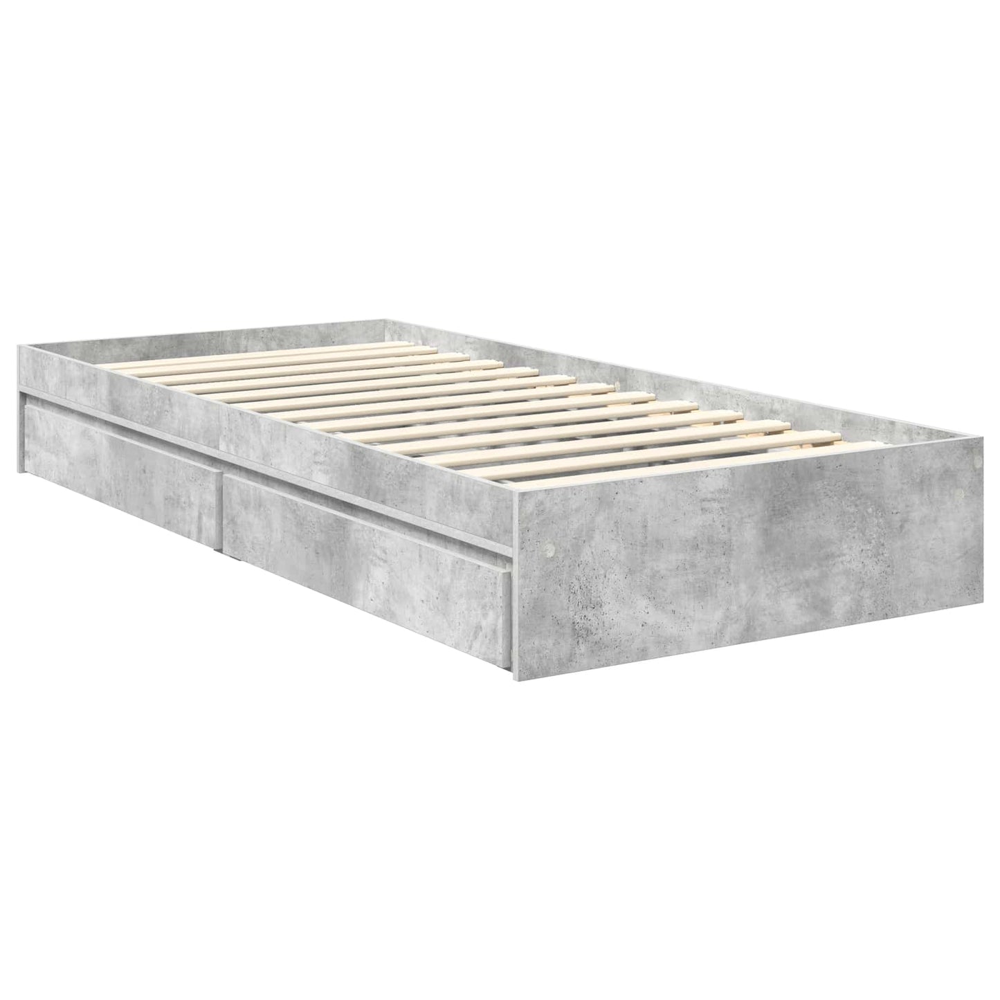 vidaXL Κρεβάτι Αποθήκης Σκυρόδεμα Γκρι 90 x 190 cm Επεξεργασμένο ξύλο