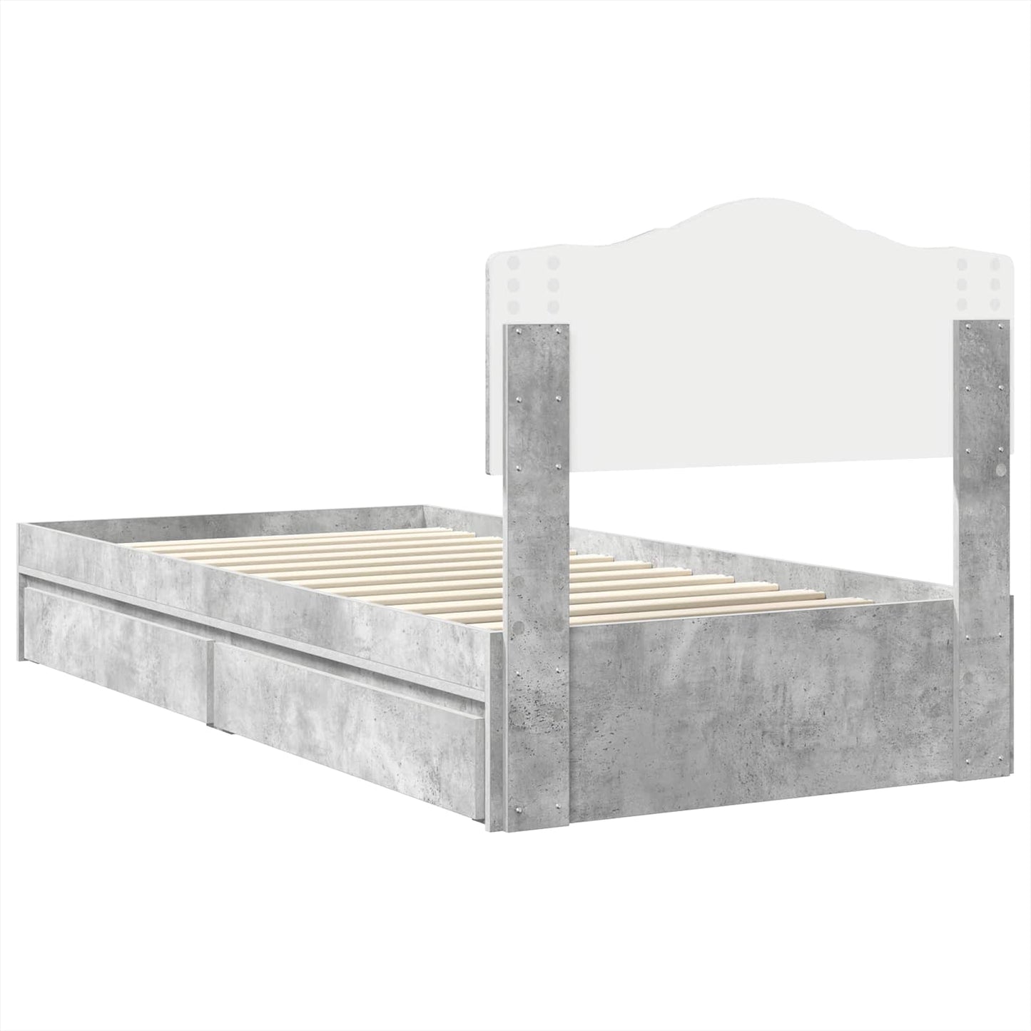 vidaXL Κρεβάτι Αποθήκης Σκυρόδεμα Γκρι 90 x 190 cm Επεξεργασμένο ξύλο