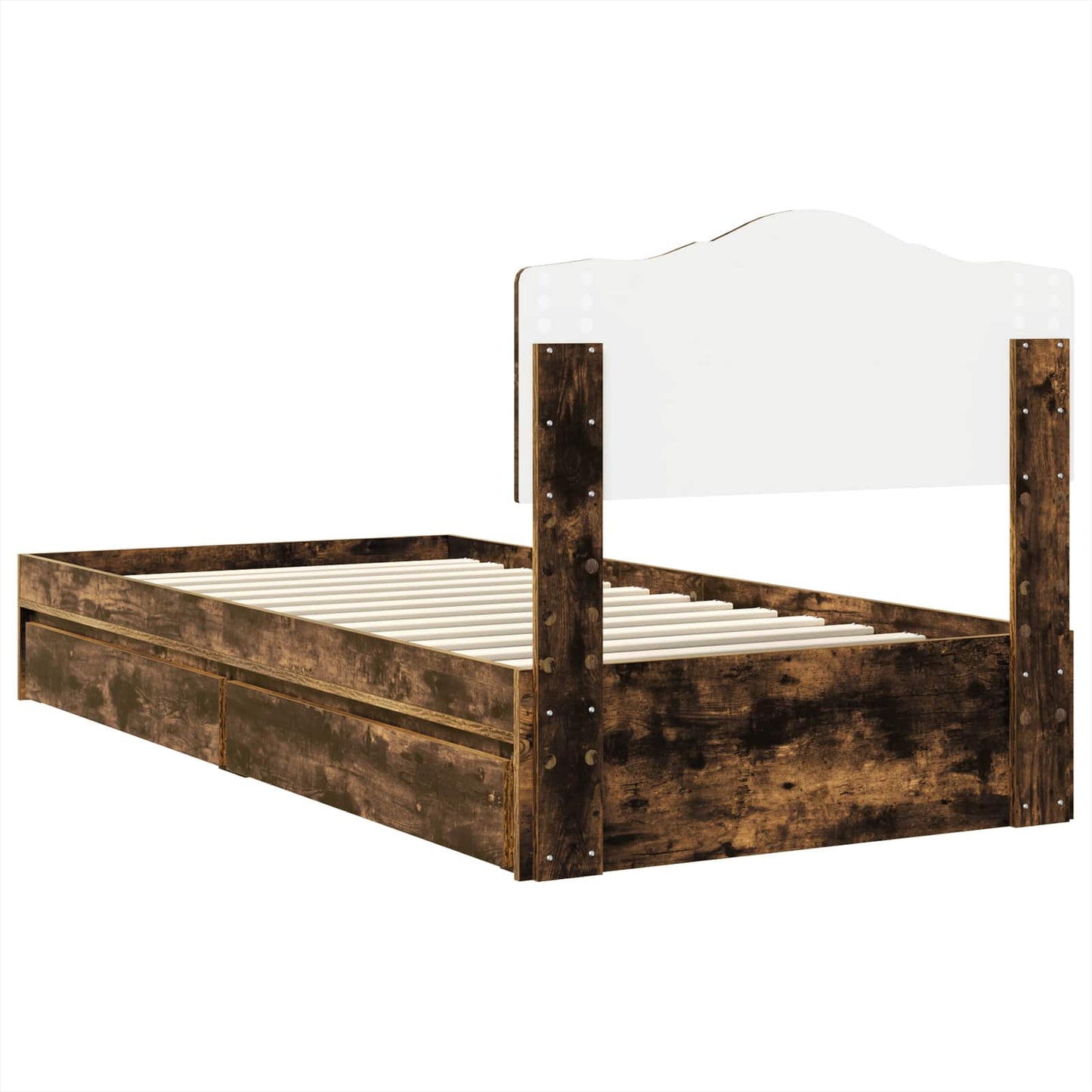 vidaXL Κρεβάτι Αποθήκης Καπνιστό Δρύς 90 x 190 cm Επεξεργασμένο ξύλο