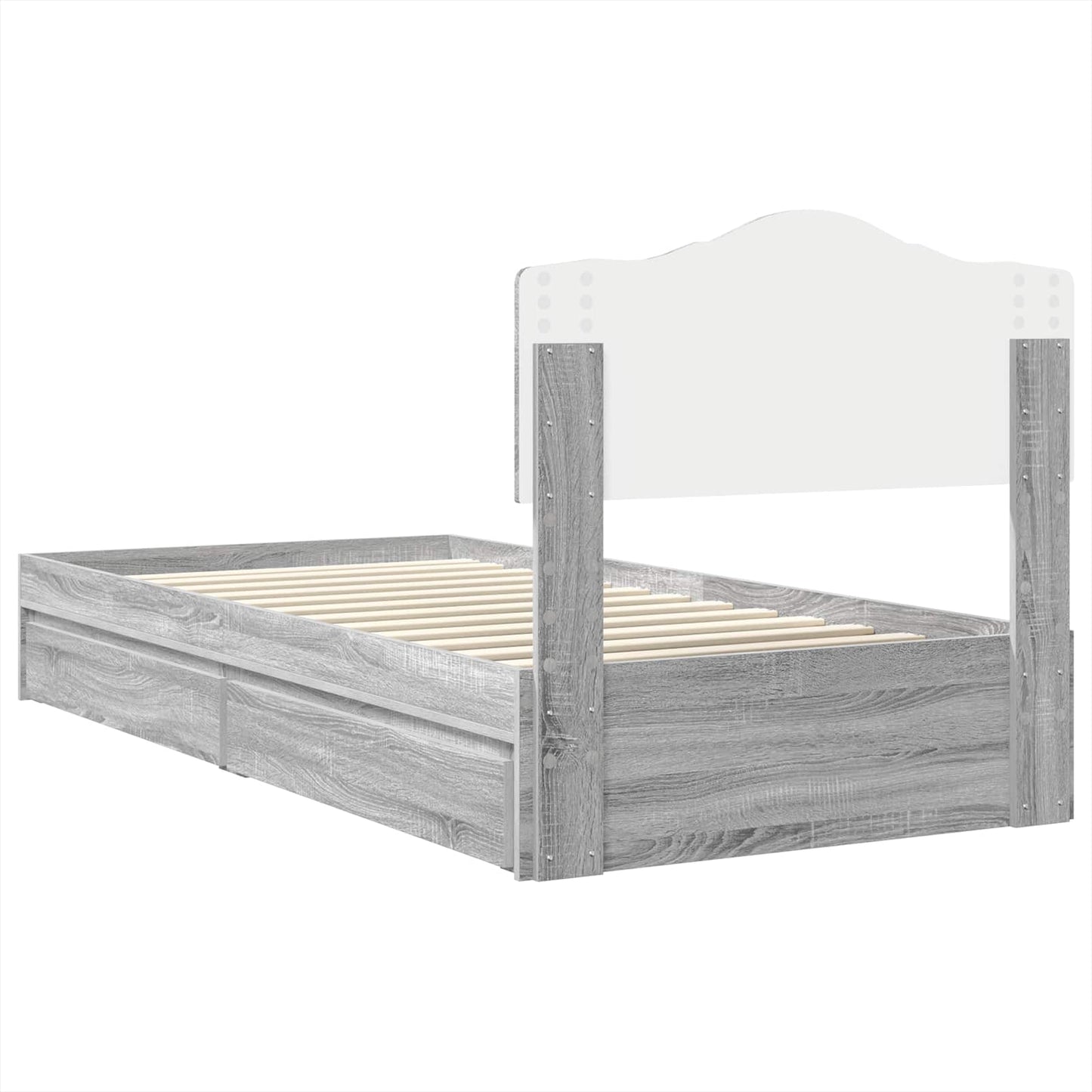 vidaXL Κρεβάτι Αποθήκης Γκρίζο Σονομα 90 x 190 cm Επεξεργασμένο ξύλο