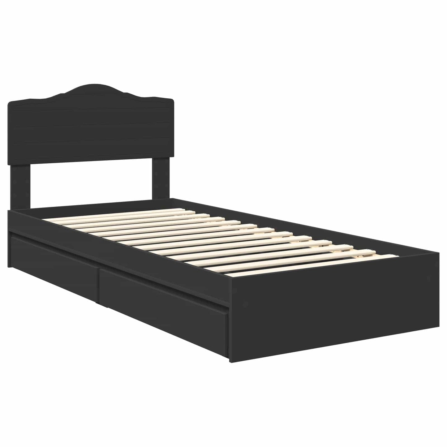 vidaXL Κρεβάτι Αποθήκης Μαύρο 70 x 190 cm Επεξεργασμένο ξύλο