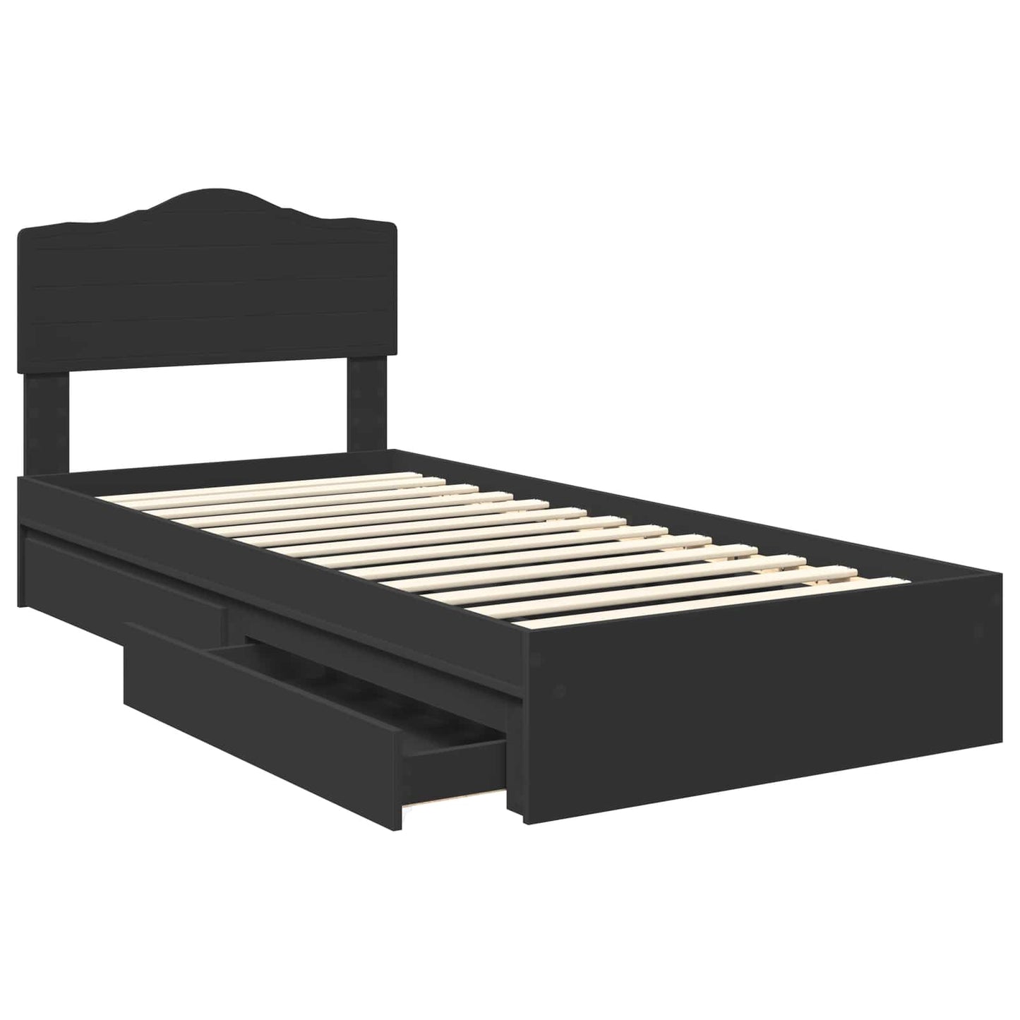 vidaXL Κρεβάτι Αποθήκης Μαύρο 70 x 190 cm Επεξεργασμένο ξύλο