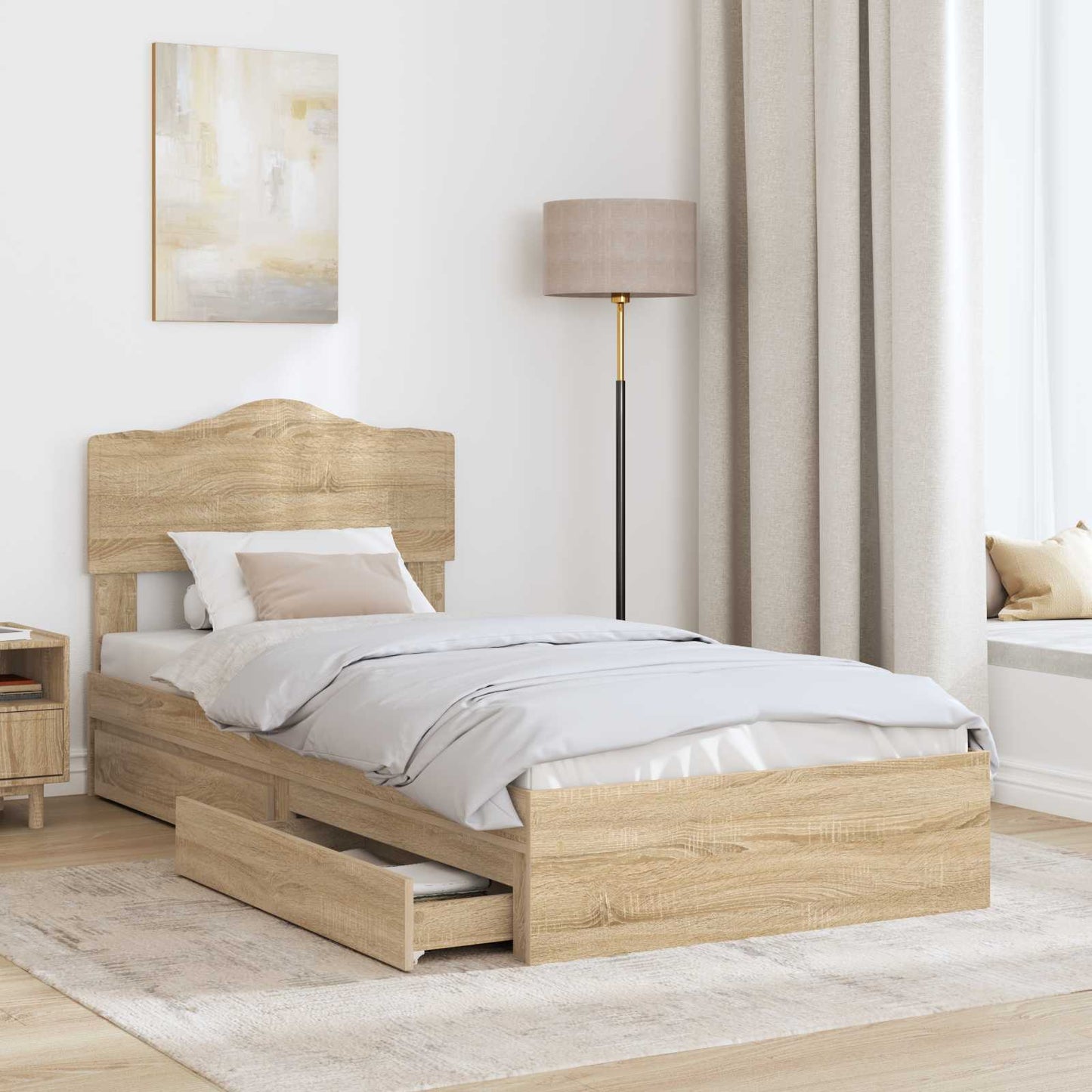 vidaXL Κρεβάτι Αποθήκης Δρύς Sonoma 70 x 190 cm Επεξεργασμένο ξύλο