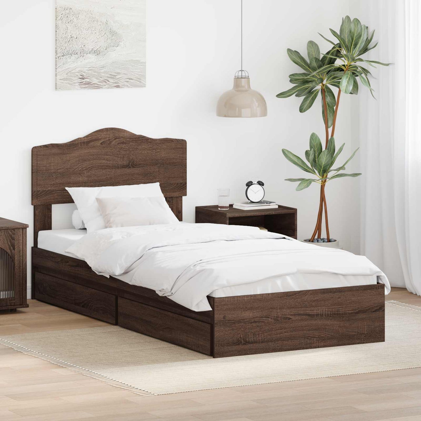 vidaXL Κρεβάτι Αποθήκης Καφέ δρυς 70 x 190 cm Επεξεργασμένο Ξύλο