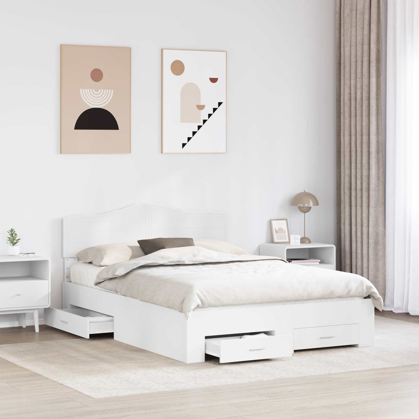 vidaXL Σκελετός Κρεβατιού Λευκό 140 x 200 cm Επεξεργασμένο ξύλο