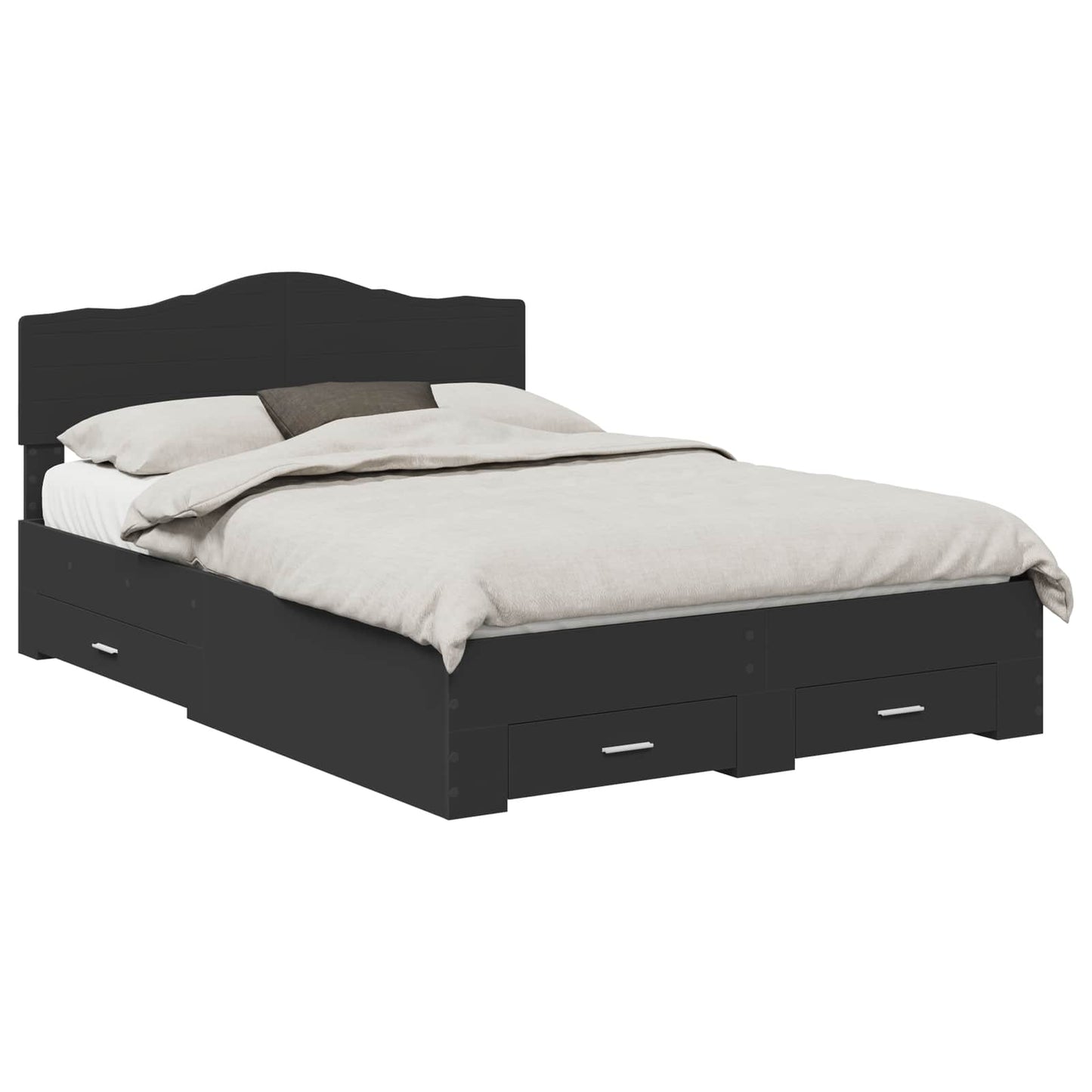 vidaXL Σκελετός Κρεβατιού Μαύρο 140 x 190 cm Επεξεργασμένο ξύλο