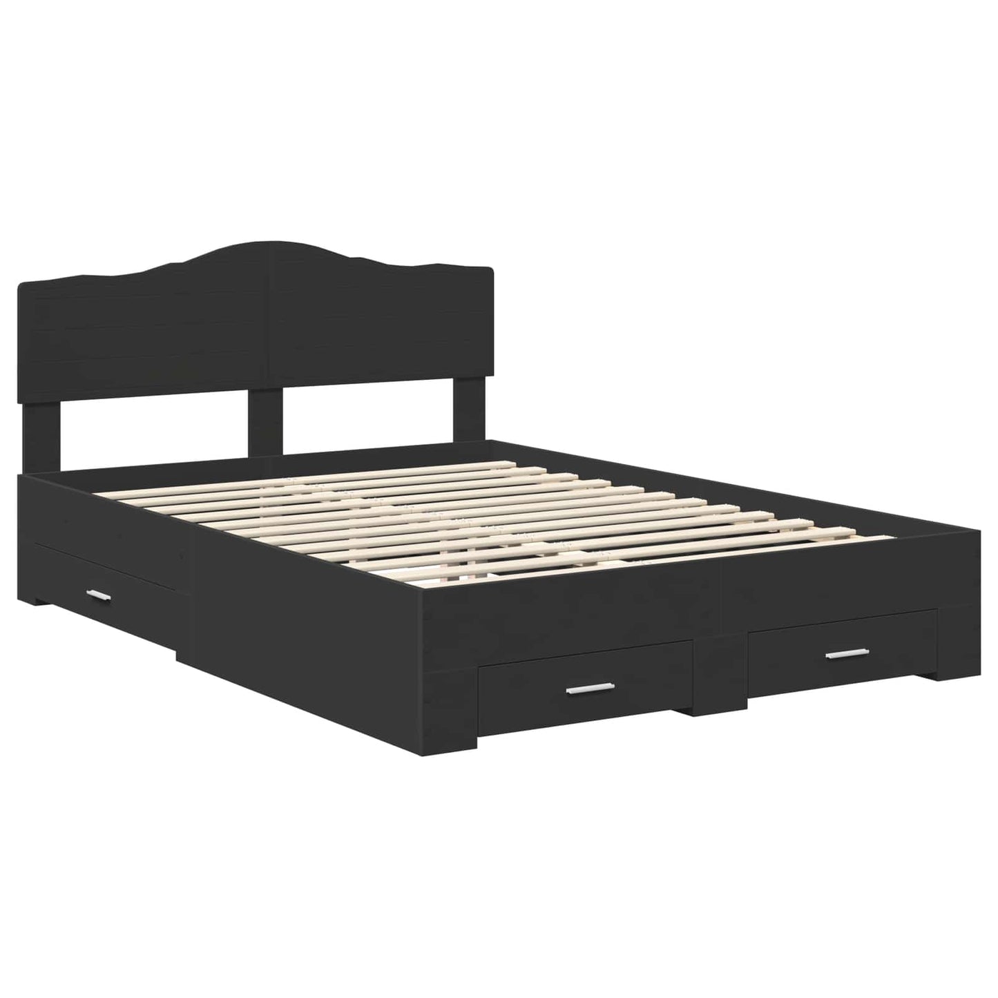 vidaXL Σκελετός Κρεβατιού Μαύρο 140 x 190 cm Επεξεργασμένο ξύλο