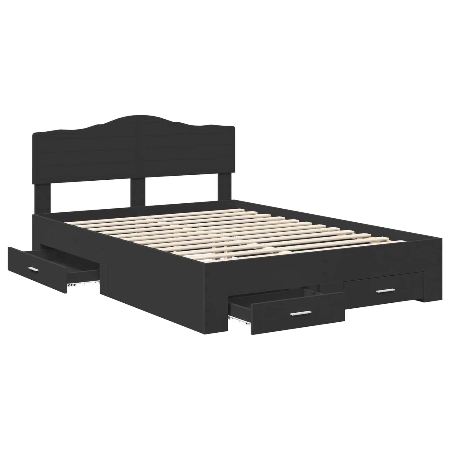 vidaXL Σκελετός Κρεβατιού Μαύρο 140 x 190 cm Επεξεργασμένο ξύλο